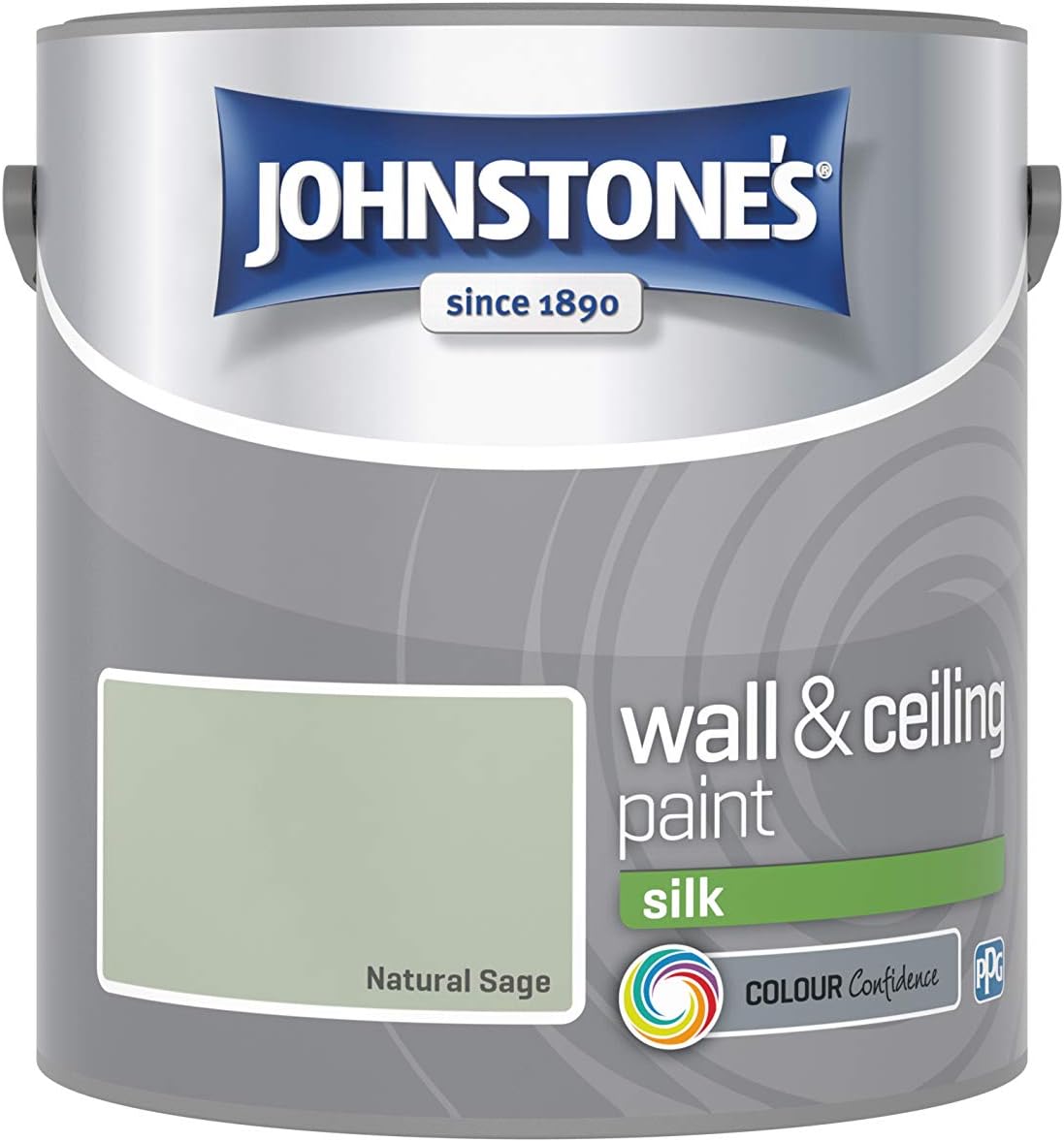 Johnstone's - Wall & Ceiling Paint - Natural Sage - Silk Finish- Emulsion Paint - Fantastic Coverage - Easy to Apply - Dry in 1-2 Hours - 12m2 Coverage per Litre - 2.5L