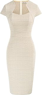 GRACE KARIN Women's Gorgeous Pencil Dress Cap Sleeve Tweed Pencil Dress for Work