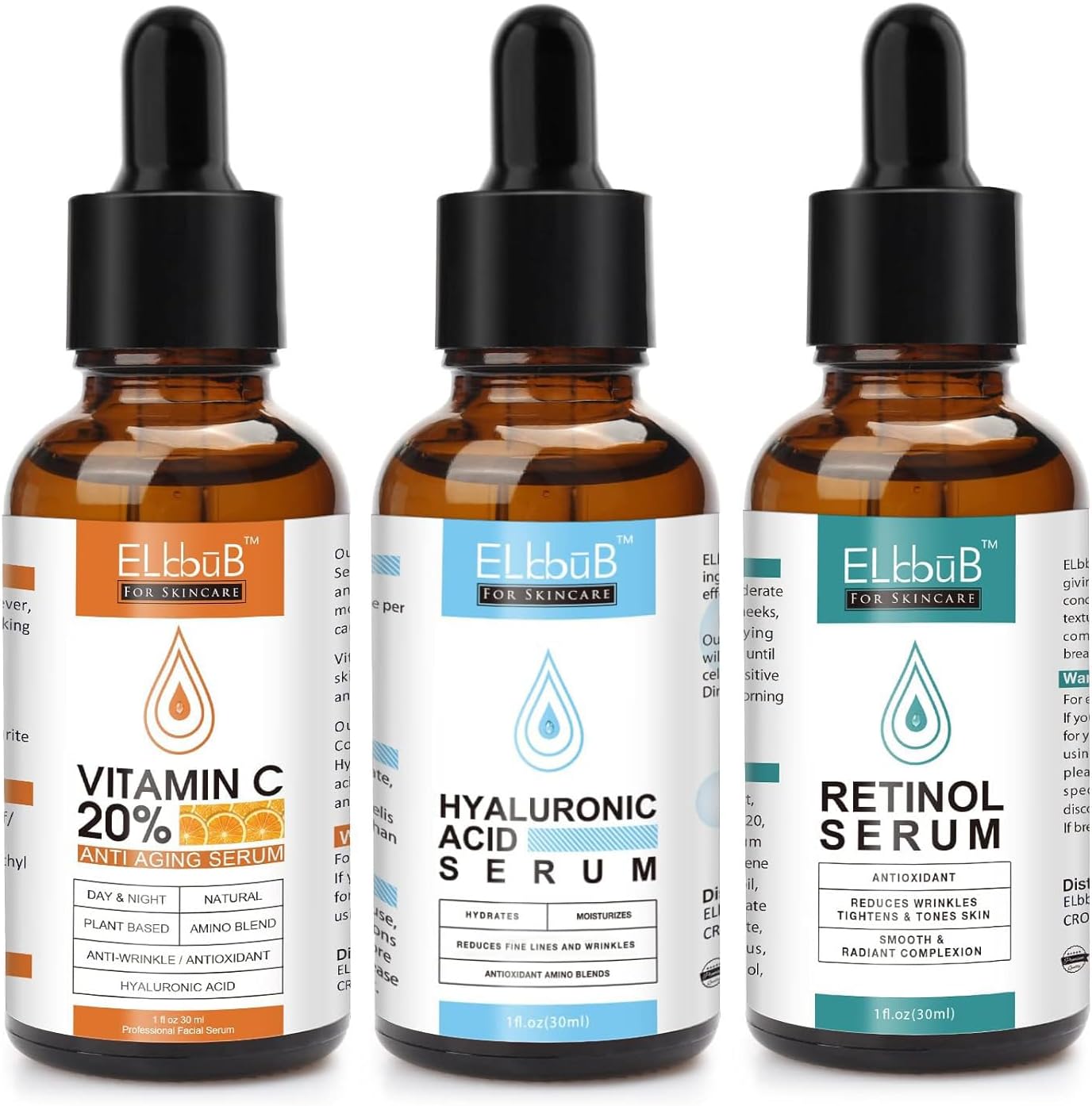 Age Defying Serum 3 Pack with Vitamin C, Retinol and Hyaluronic Acid - Boost Skin Collagen,Hydrate & Plump Skin, Anti Aging & Wrinkle Facial Serum