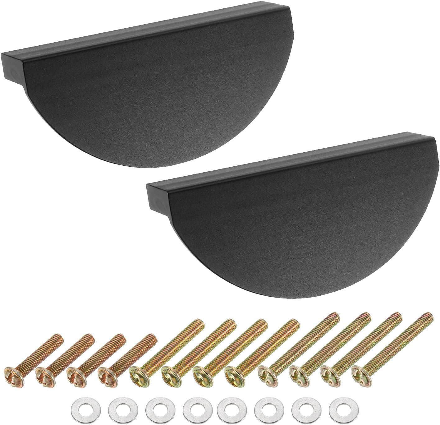 sourcing map 4Pcs Cabinet Pull Handles, 2.52" Hole Spacing Aluminum Alloy Half Moon Drawer Pulls for Kitchen Cupboard Dresser Cabinet Hardware, Black