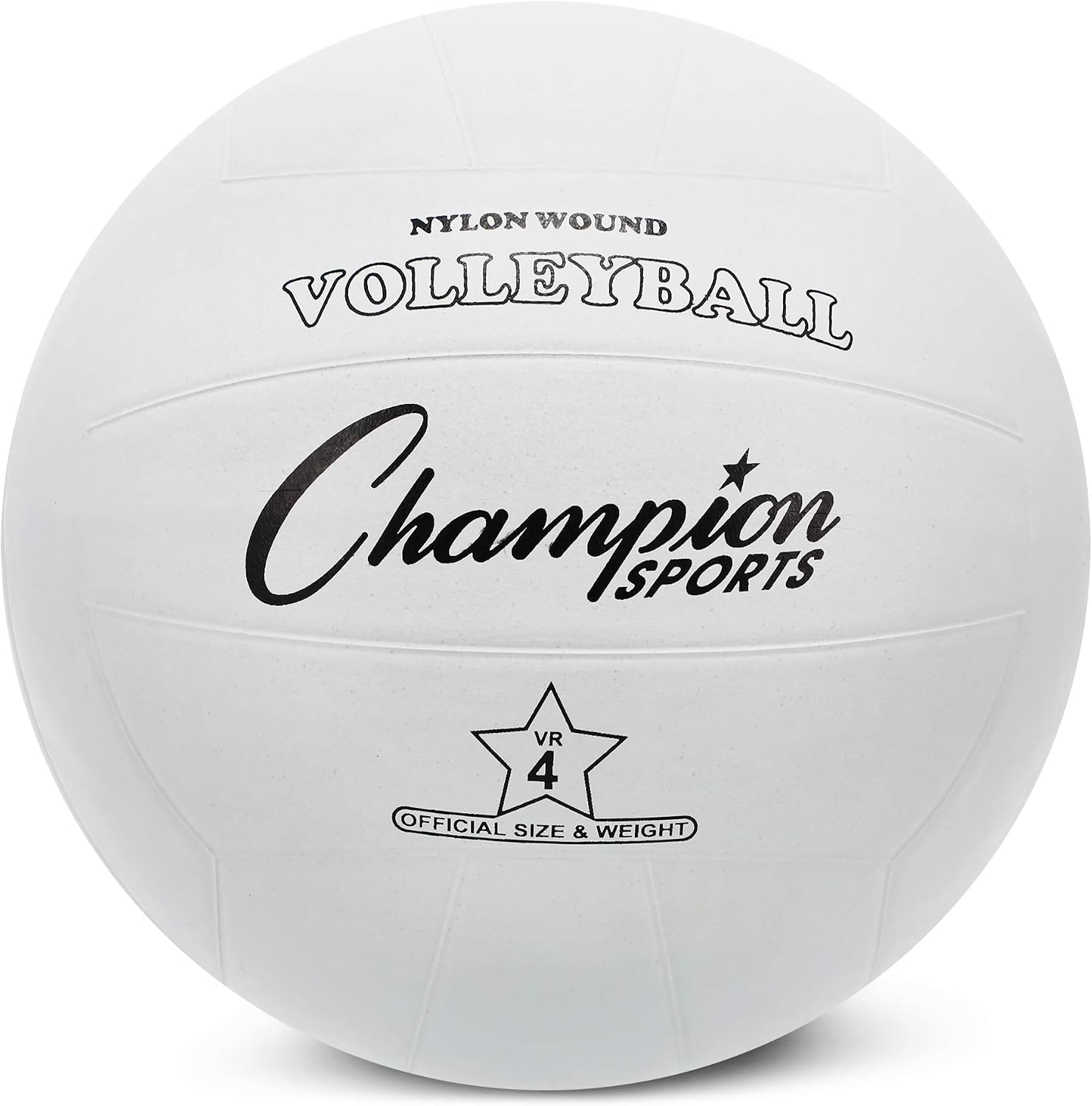 Champion Sports Rubber Volleyball, Official Size, for Indoor and Outdoor Use - Durable, Regulation Volleyballs for Beginners, Competitive, Recreational Play - Premium Equipment - White, VR4