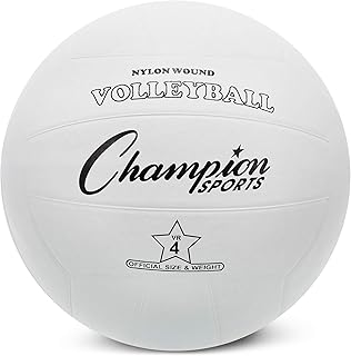 Champion Sports Rubber Volleyball, Official Size, for Indoor and Outdoor Use - Durable, Regulation Volleyballs for Beginners, Competitive, Recreational Play - Premium Equipment - White, VR4