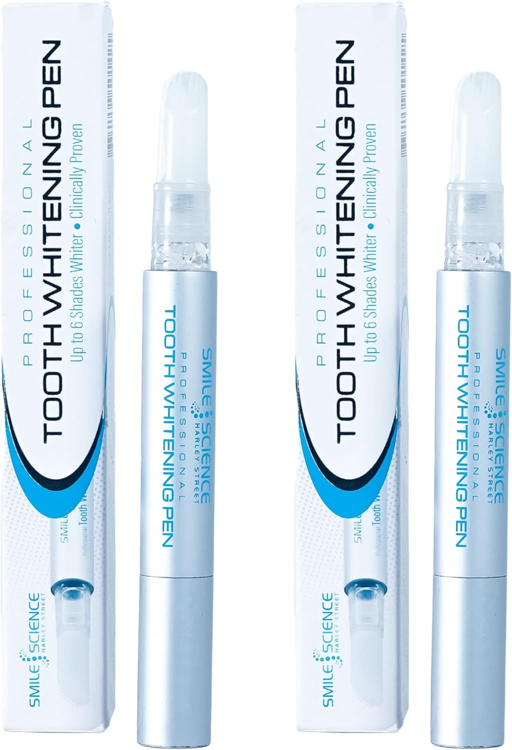 Smile Science Harley Street - Dual Professional Advanced Teeth Whitening Pen (Pack of 2) - Upto 8 Shades Whiter - 100% safe for Enamel - Vegan - For Sensitive Teeth - Rapid Results - Clinically Proven