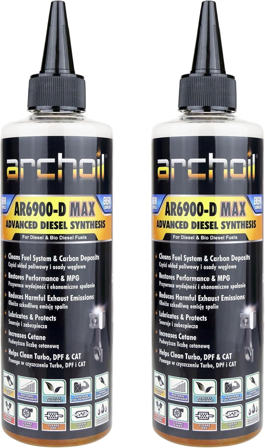 Archoil AR6900-D Max Advanced Diesel Additive Concentrate, 2 x 250ml Treats 500L of Fuel, Diesel Fuel Injector Cleaner, DPF Filter EGR Valve Turbo Cleaner, Super Diesel Converter. (2 x 250ml)