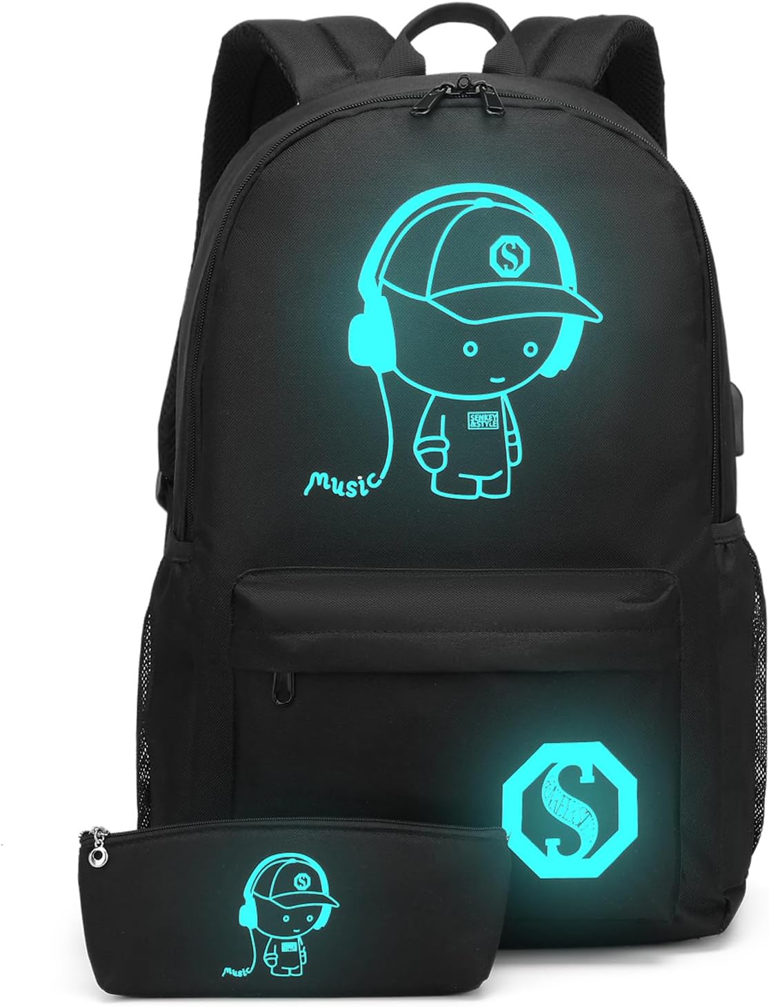 Kono School Bags for Girls Boys Luminous Backpack Rucksack | Primary Secondary High School Bookbag, Lightweight, Teenagers, Casual Daypack