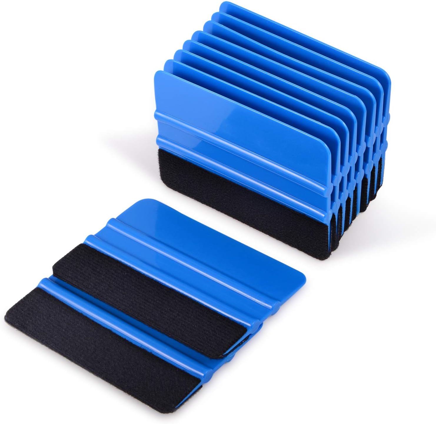 EHDIS 10pcs Vinyl Squeegee 4 Inch Car Vinyl Scraper Decal Applicator Window Tint Wallpaper Smoothing Tool with Black Fabric Felt Edge-Blue