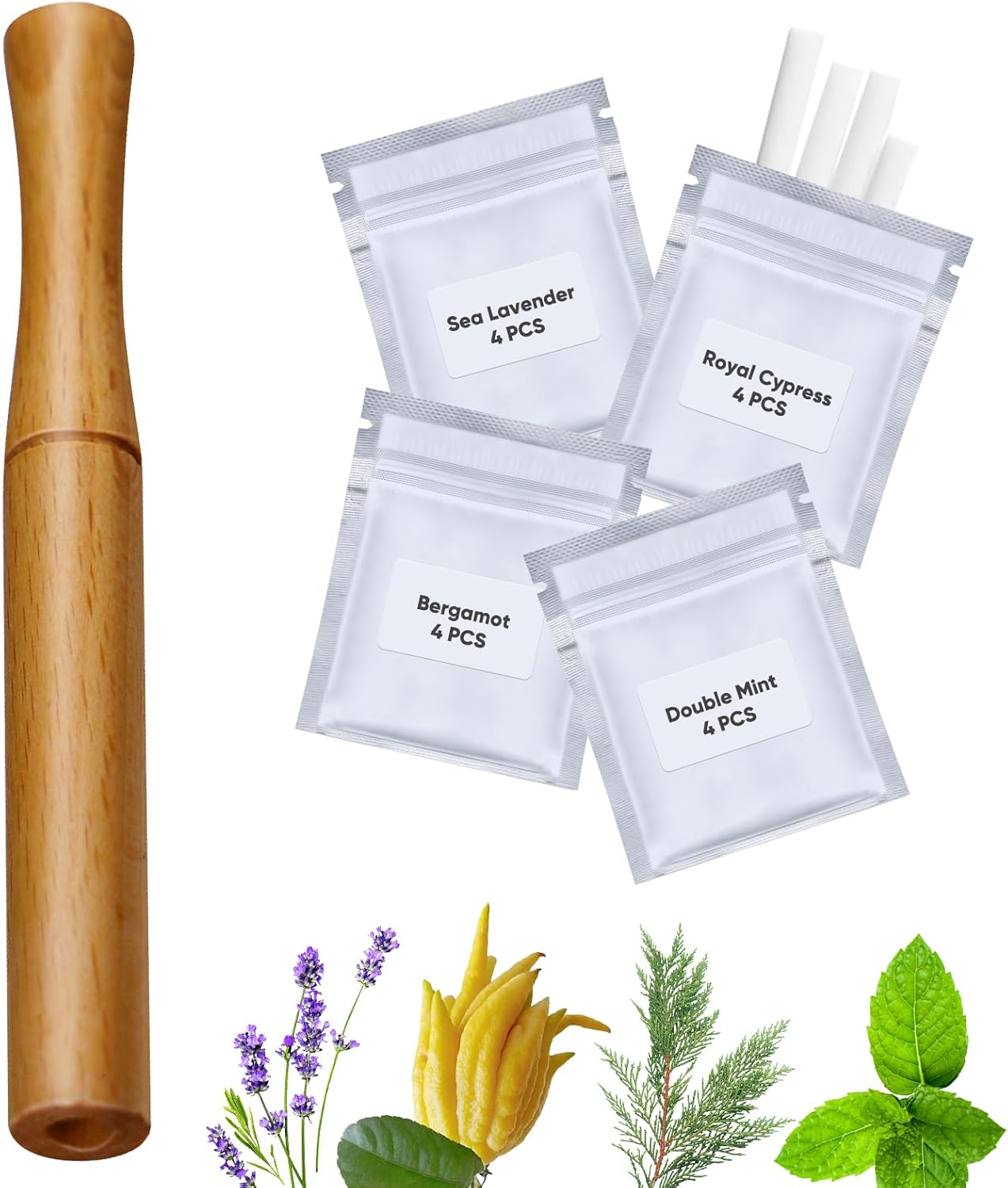 Wooden Inhaler Upgraded with Extracts of Multiple Herbal extracts, Improving Breathing and Oral Air Freshening, Inhaler for Oral Support Habit Replacement-L6031
