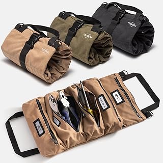 Official Legacy Tool Roll Bag - Easy to Carry 5-Pocket Roll Up Tool Bag - Durable Canvas, Rust-Proof YKK Zippers & Secure Buckle - A Loving Gift for Dads, Mechanics, Electricians & Hobbyists | Khaki