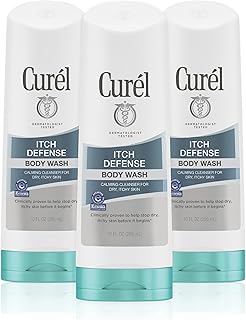 Curel Itch Defense Calming Body Wash, Soap-free Gentle Formula, for Dry, Itchy Skin, with Hydrating Jojoba and Olive Oil, 10 oz (Pack of 3)