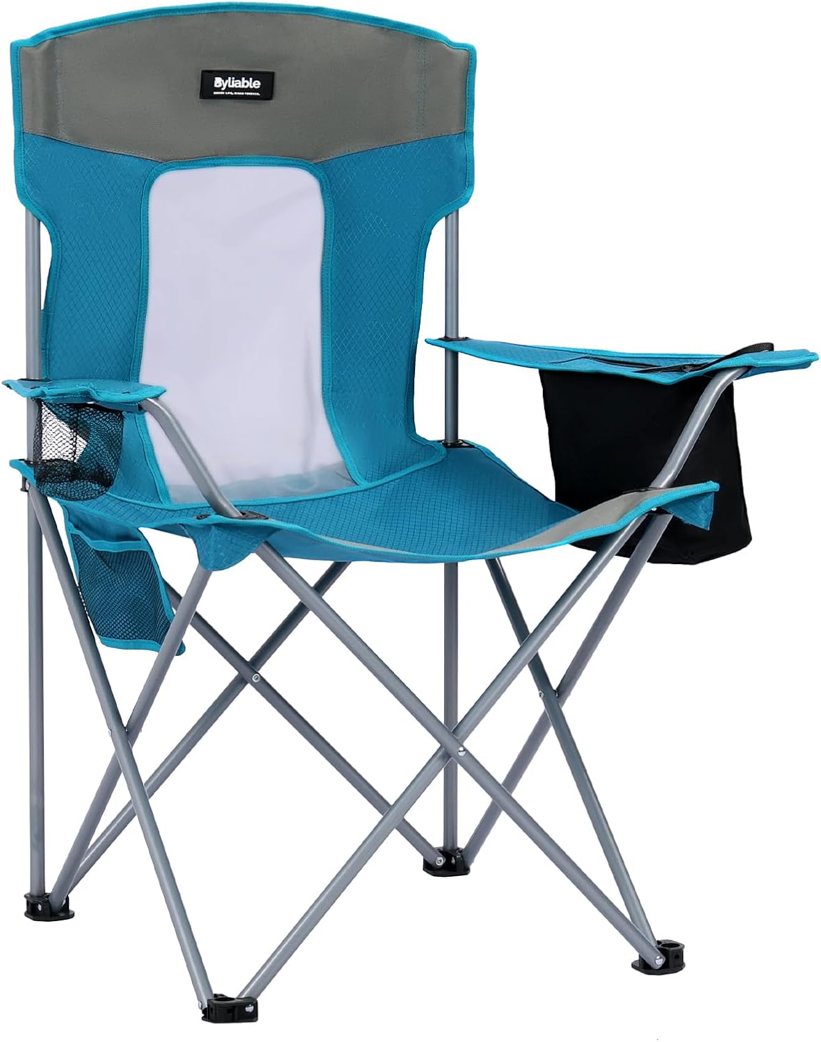Camping Chairs Portable Folding Lightweight Outdoor Lawn Chair for Adults with Cooler Bag, Cup Holder and Side Pocket for Camping, Beach, Sports, Hiking, Fishing
