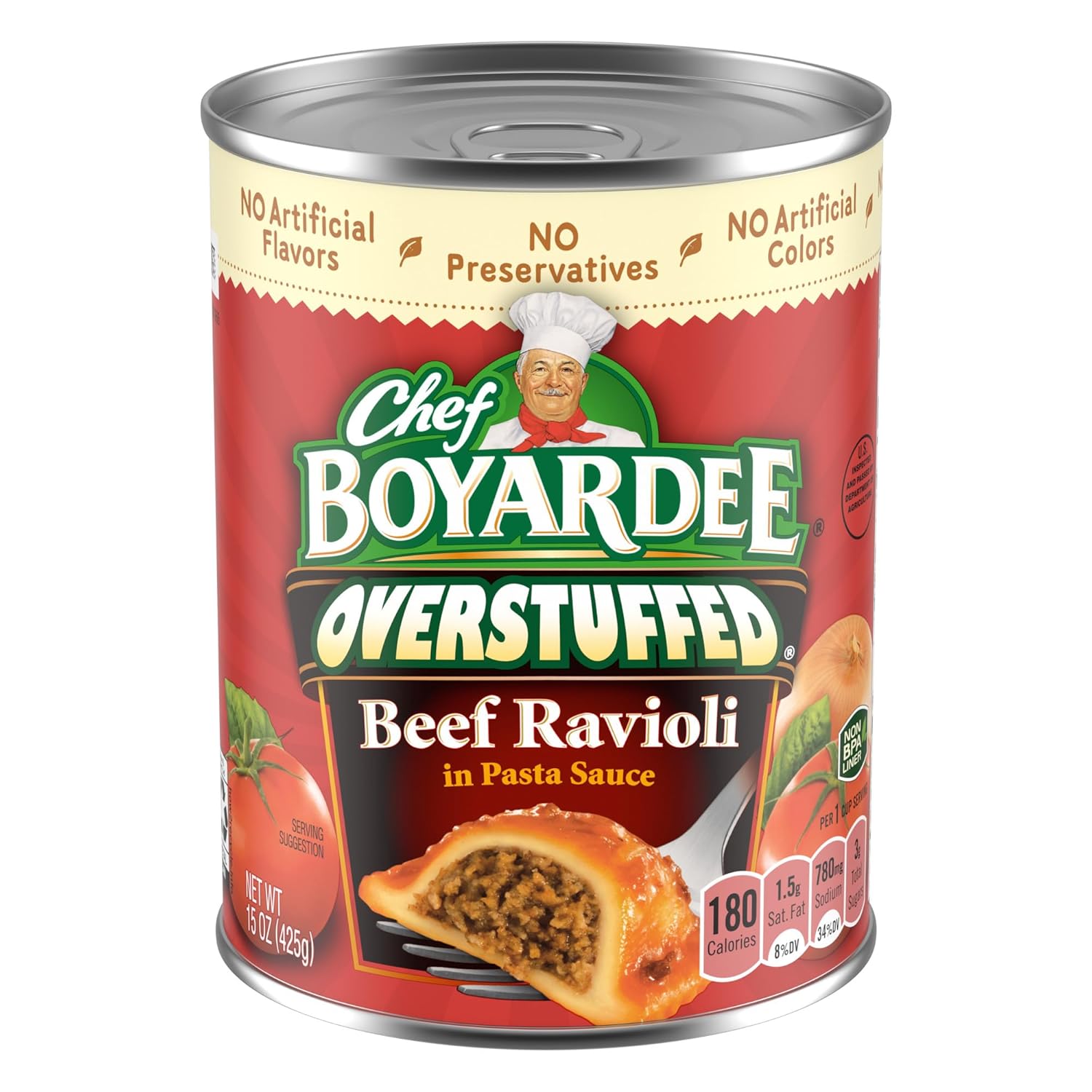 Chef Boyardee Overstuffed Beef Ravioli, 15 Oz Can