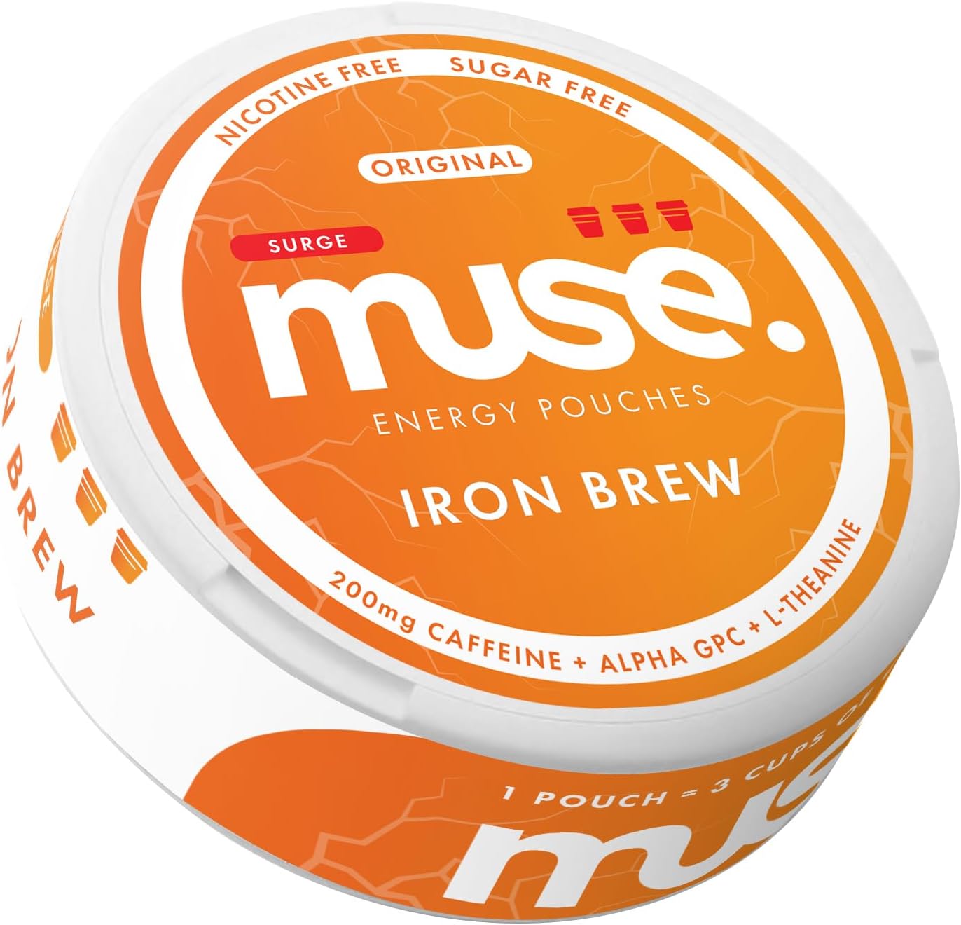 MUSE Caffeine Pouches Smart Energy Supplement - Sugar Free & Nicotine Free Focus Formula with Alpha GPC & L-Theanine - Iron Brew (Surge 200mg)
