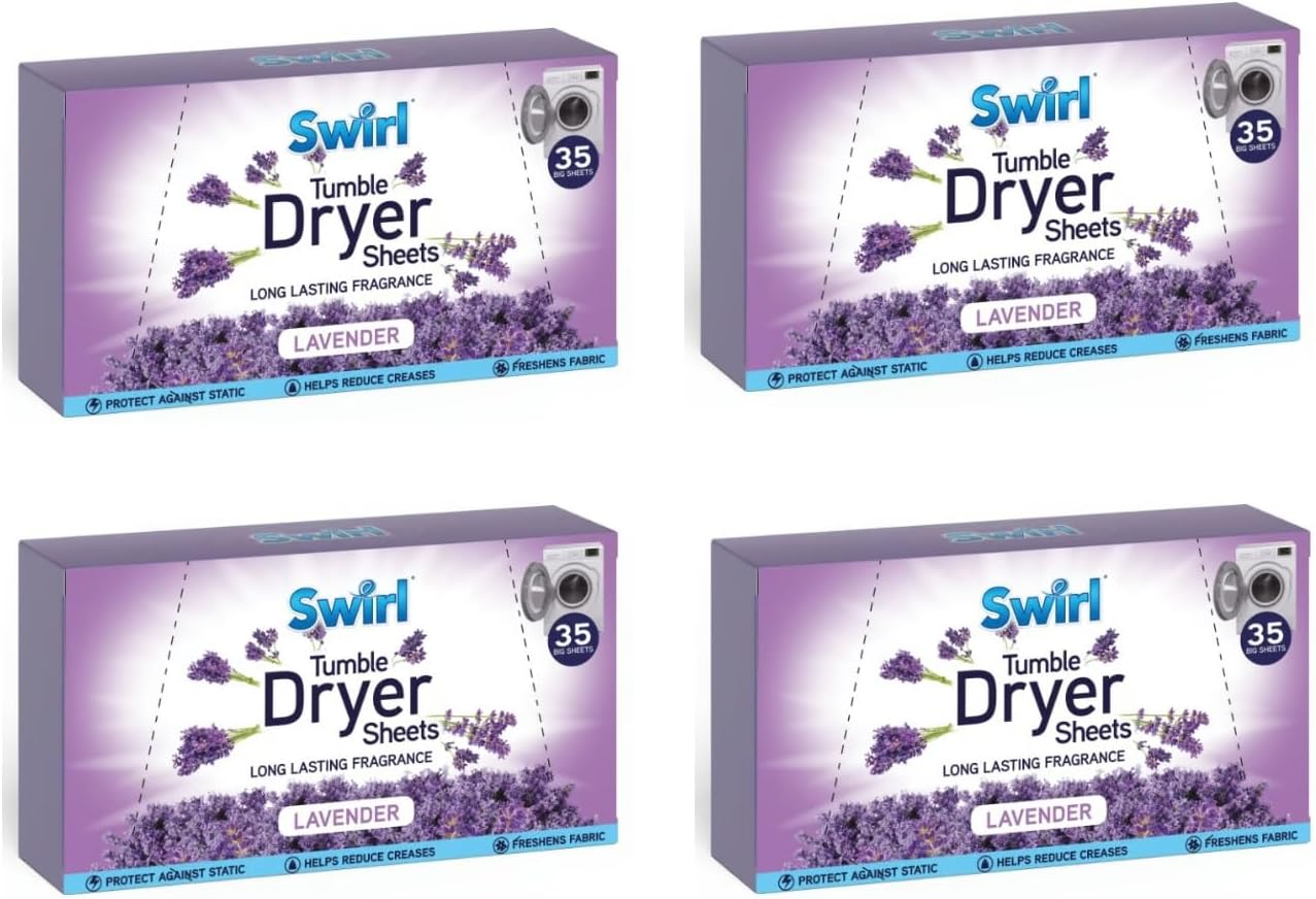 4X Swirl Lavender Tumble Dryer Sheets - 40 per Pack