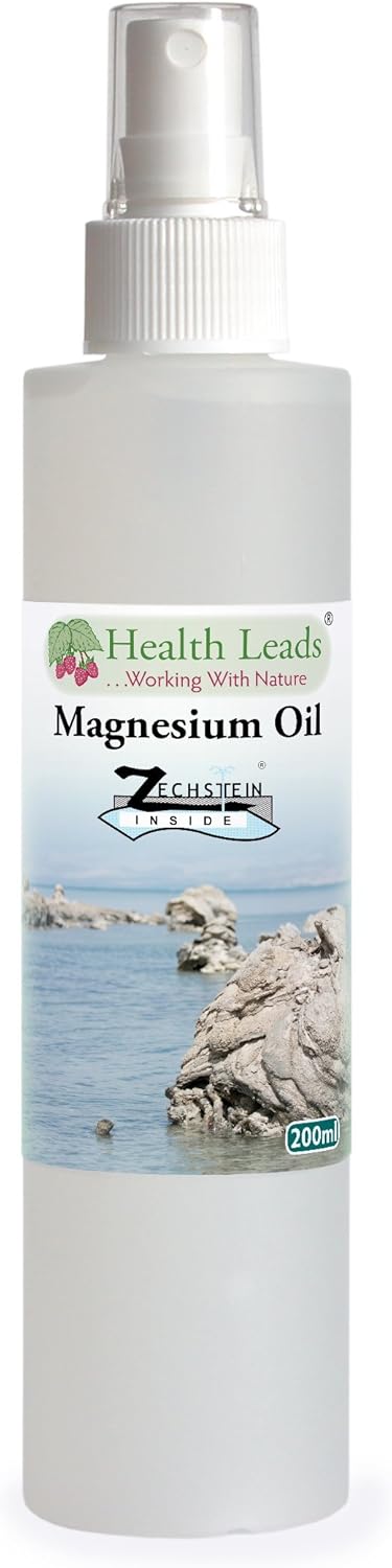 Pure Magnesium Oil 200ml Spray, from Zechstein Ancient Seabed -Unique Quality and Purity, The purest Source in The World!, for Sleep, Sore Muscles, Leg Cramps, Restless Legs, 31% Chloride Solution