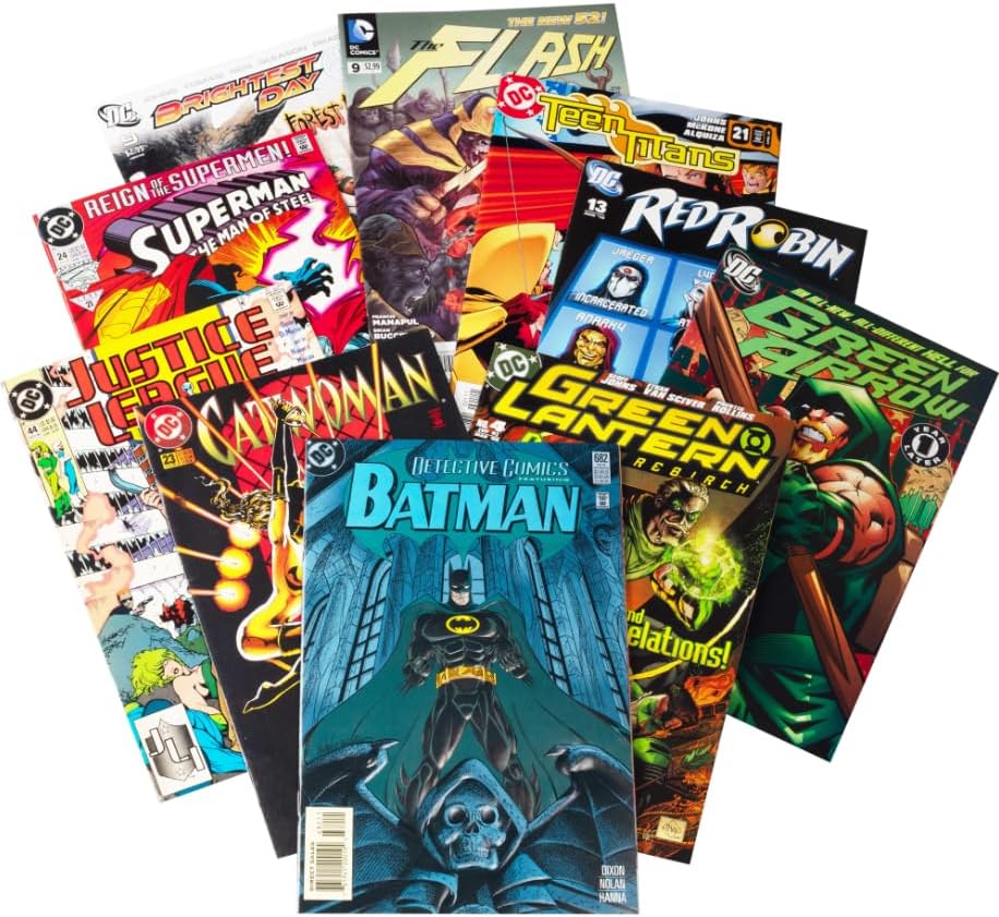 DC Ultimate Comic Book Gift Set- 10 Different DC Issues Including one Guaranteed Batman Issues - Kid/Adult Friendly w No Inappropriate Content- Birthday for Superman, Flash, Bat Man Fans