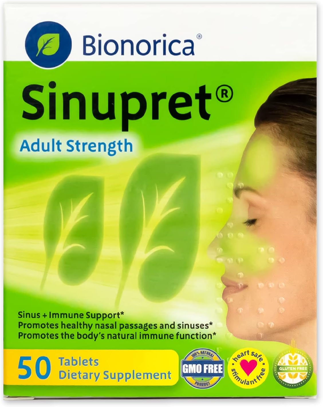 Bionorica Sinupret Adult Strength Sinus - Immune Support Supplement - All Natural - Herbal Nasal Passage & Immunity Boost - 50 Tablets