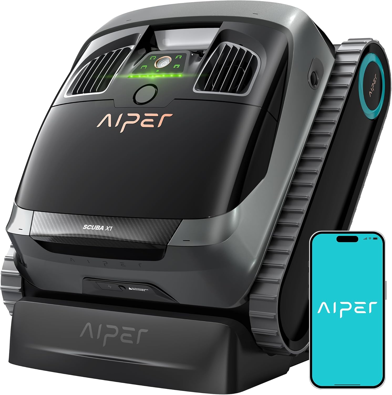 AIPER Scuba X1 Cordless Robotic Pool Cleaner, 6600 GPH High-Power Suction, Horizontal Waterline Scrubbing, Upgraded Cross Pattern Smart Navigation, Ideal for Inground Pools up to 2,150 sq.ft