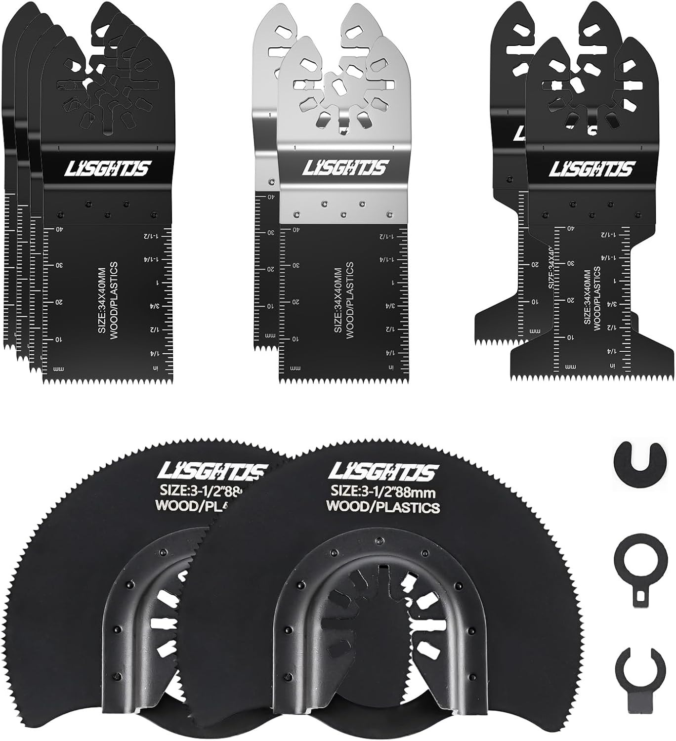 LISGHTJS 13 PCS Oscillating Tool Accessories Universal Wood Metal Oscillating Multitool Quick Release Tool Kits Fit Fein Multimaster, Ryobi, Bosch, Dremel, Rockwell, Makita More