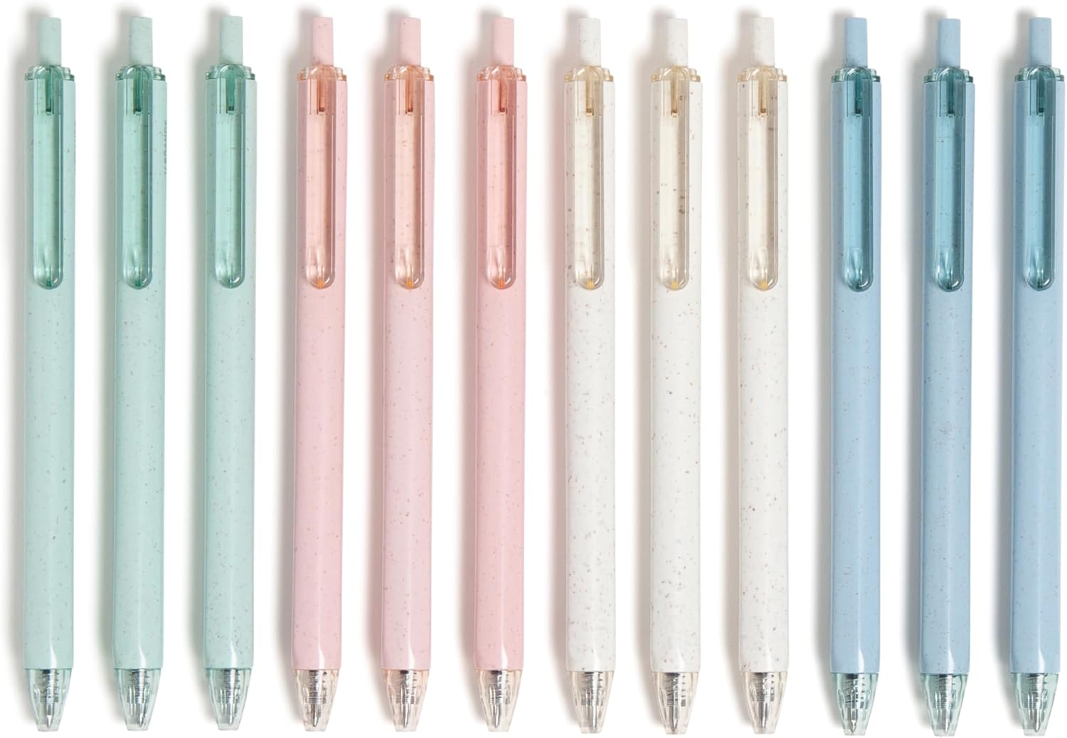 U Brands U-Eco Recycled Gel Click Pens, Set of 12, Pastel Speckle, Medium (0.7 mm) Point, Black Ink