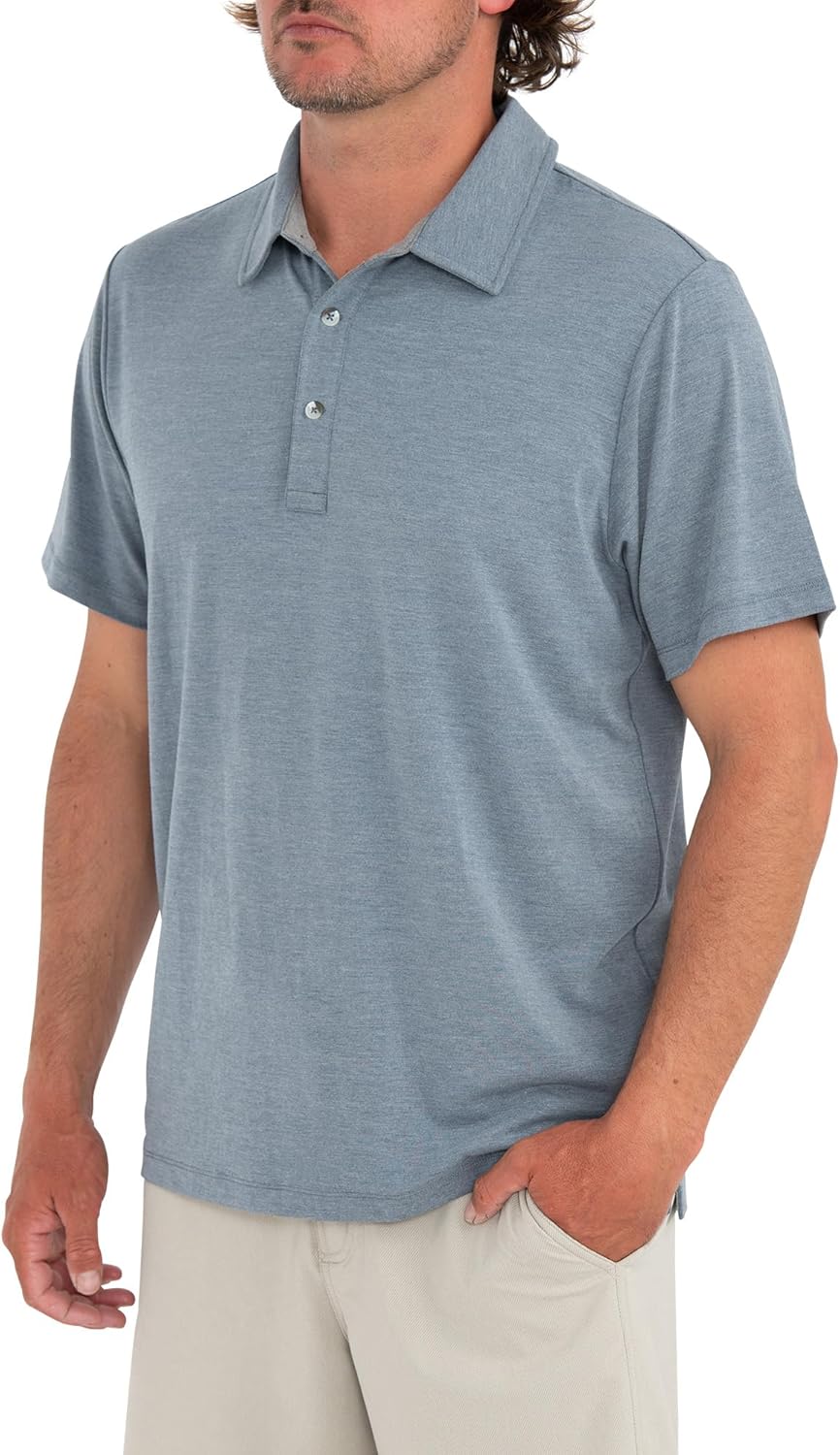 Free Fly Men's Flex Polo - Premium Weight Bamboo Viscose Stretch Fabric Polo Shirt with Sun Protection UPF 50+