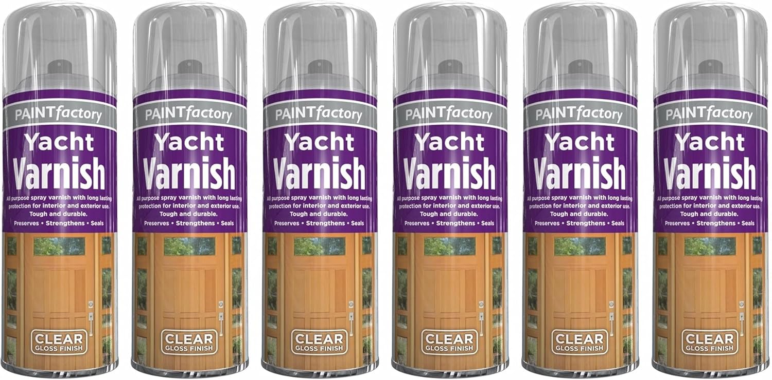Yorkshire Homeware All Purpose Yacht Varnish - Professional Clear Gloss Finish Spray Wood Colour Paint 400ML (6)
