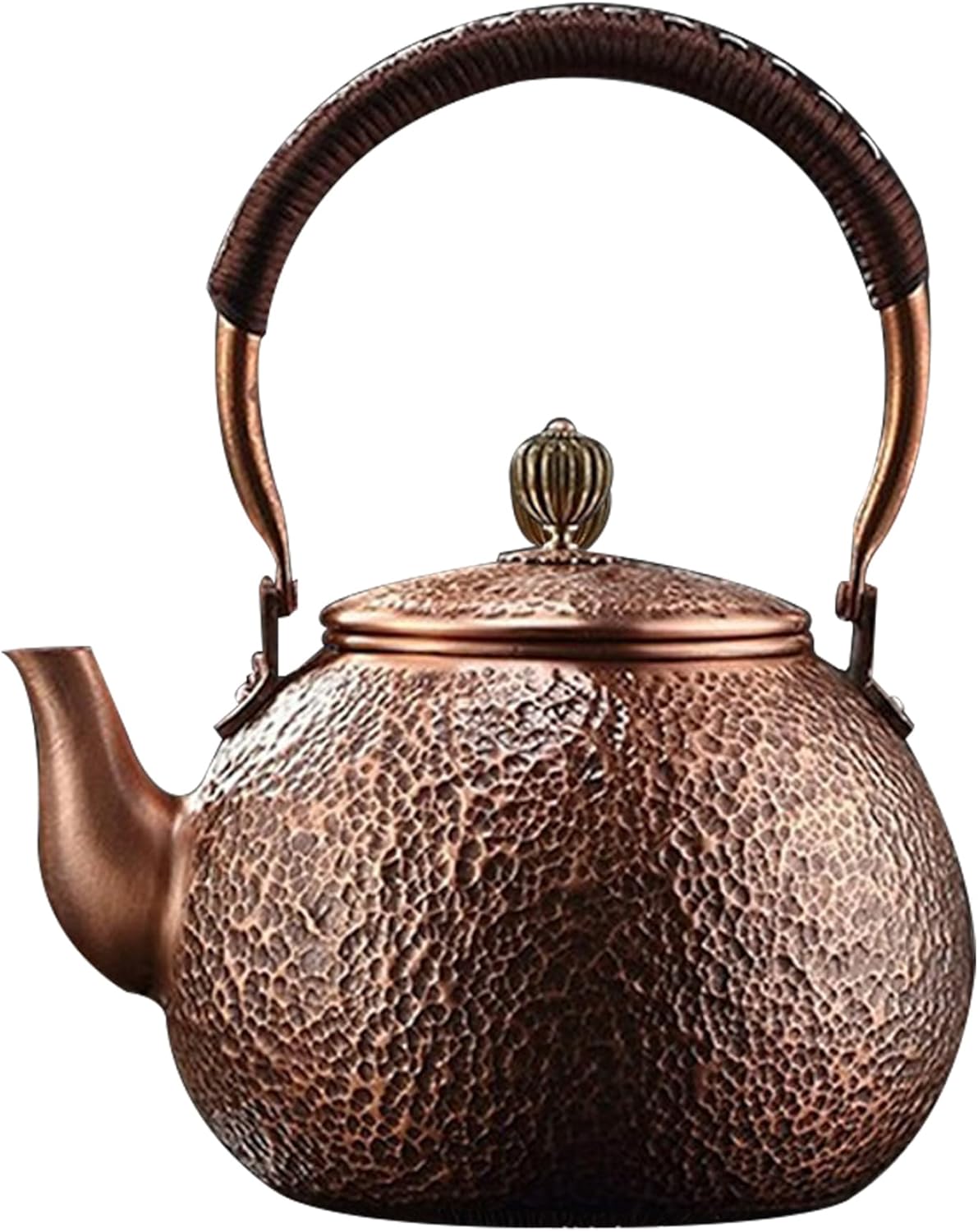 KDAMGOQE Copper Kettle Copper Tea Kettle, 1500ml Red Copper Kettle with Non Slip Handle, Vintage Hammered Copper Teapot with Filter Holes, Tea Kettle for Stove Top