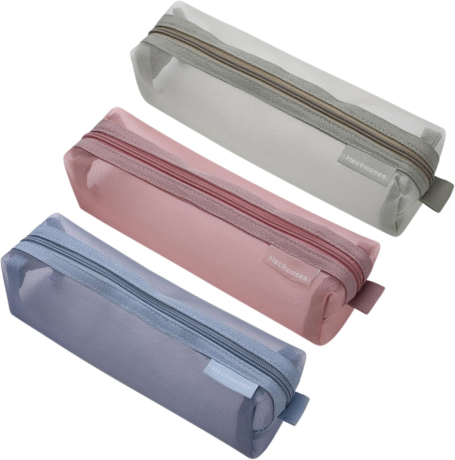 Colorlife Mesh Pen Bag, 3 Pack Zipper Mesh Pouch, Multifunctional Clear Pencil Case Organizer Stationery Storage Bag for Office Supplies Cosmetics Makeup Travel Accessories-Green+Blue+Pink