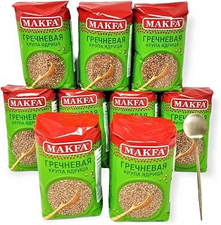Makfa Buckwheat Groats Premium Quality 800g/28.2oz Kosher Product, Non-Gmo, Grechka Ideal for Weight Loss Diet (Pack of 9) With SnackWave Gold Spoon