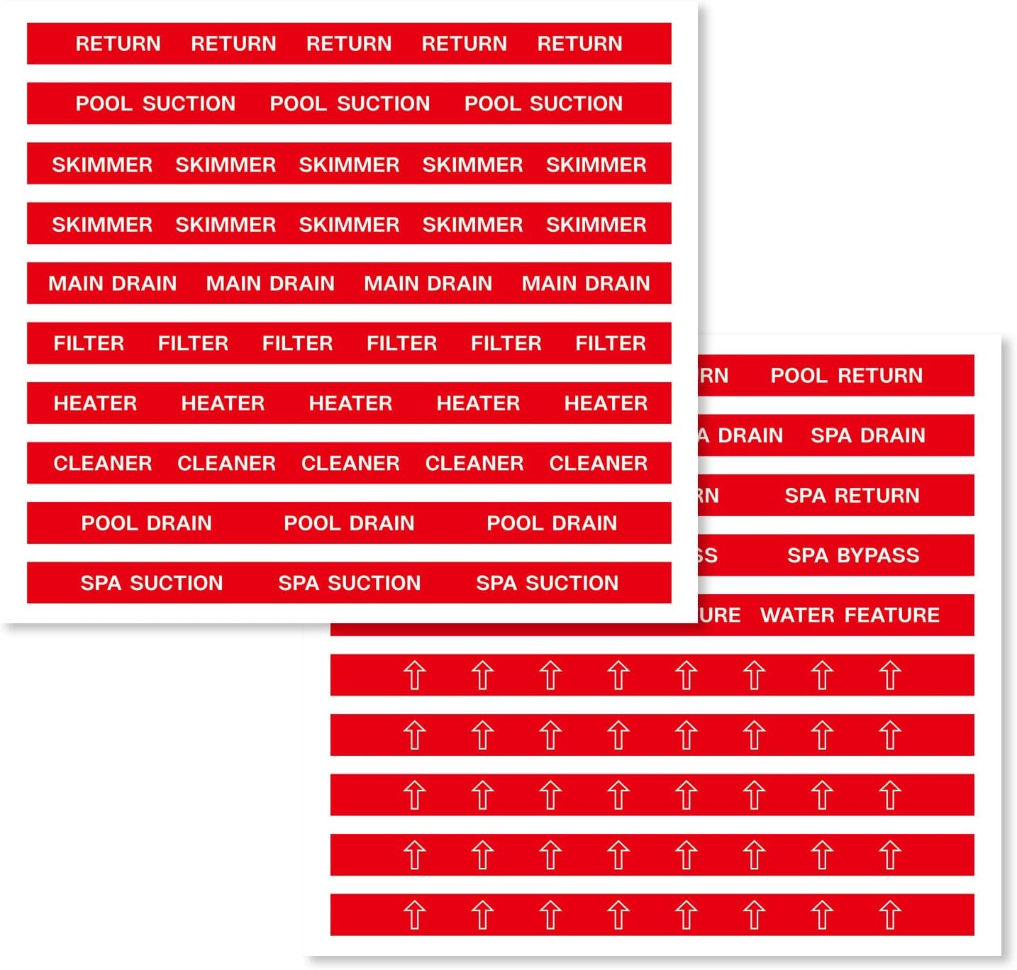 Swimming Pool Plumbing Identification Labels, Joyfulmap 20pcs UV Swimming Pool Labels for Pool Lines Pipes and valves Equipment, Easily Mark Different of Your System for Easier Identification, Red