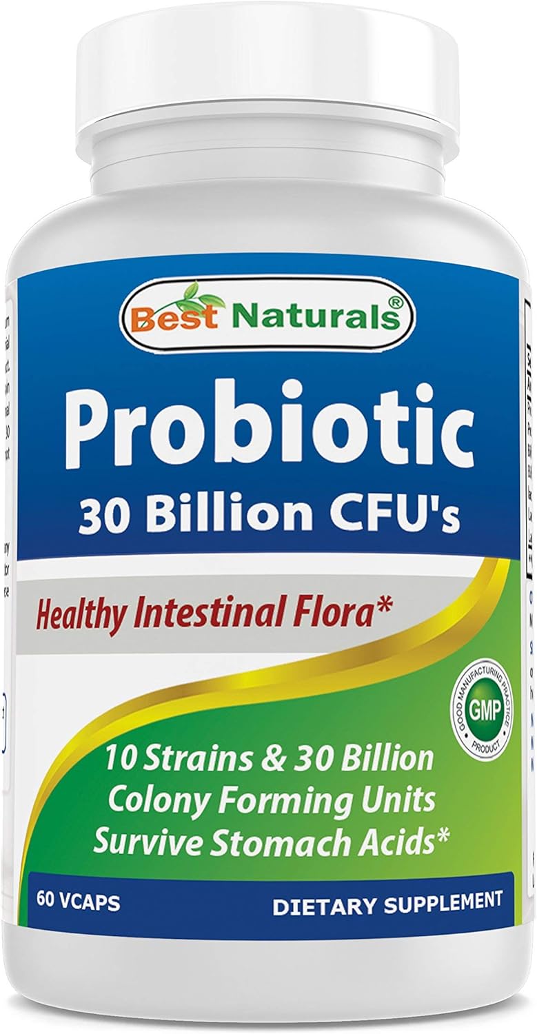 Best Naturals Probiotic 10 Strains 30 Billion Shelf Stable 60 Vcaps … (60 Count (Pack of 1))