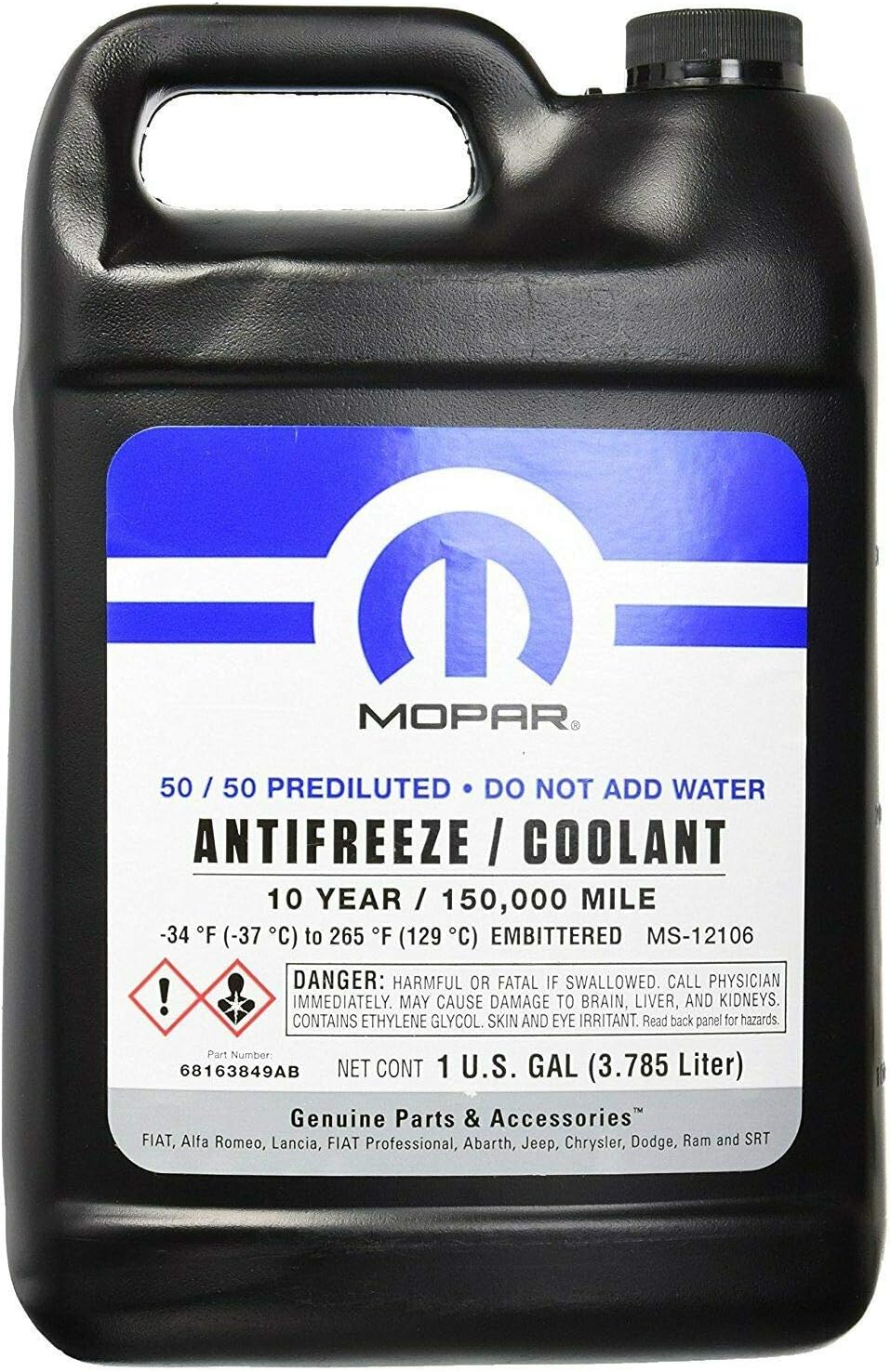 Genuine Coolant Antifreeze, 50/50 68163849AB
