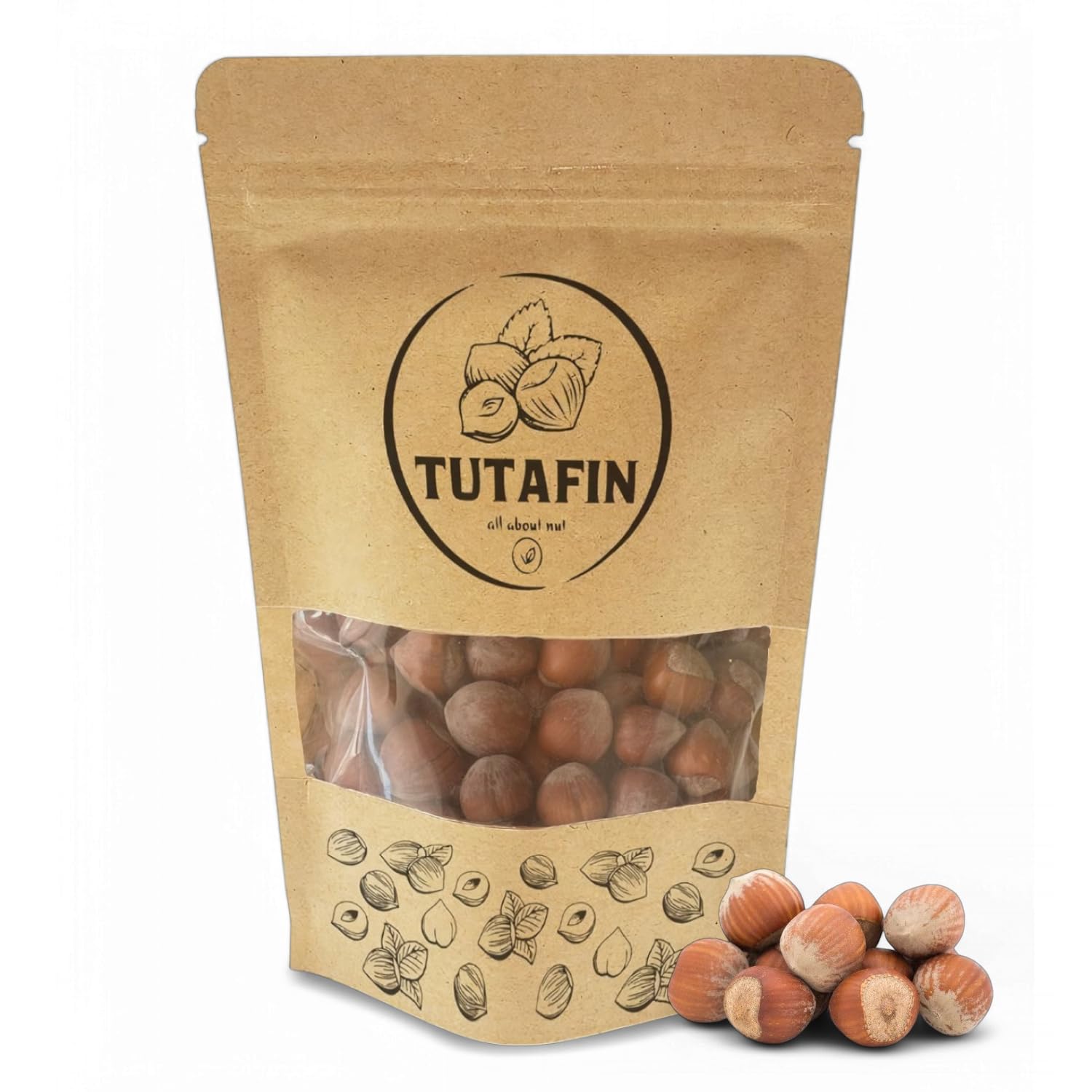 Tutafin Premium Raw Hazelnuts in Shell - Jumbo Whole Filberts, Fresh Harvested, Turkish Hazelnuts for Snacking & Baking - 2 lb (Pack Of 1)