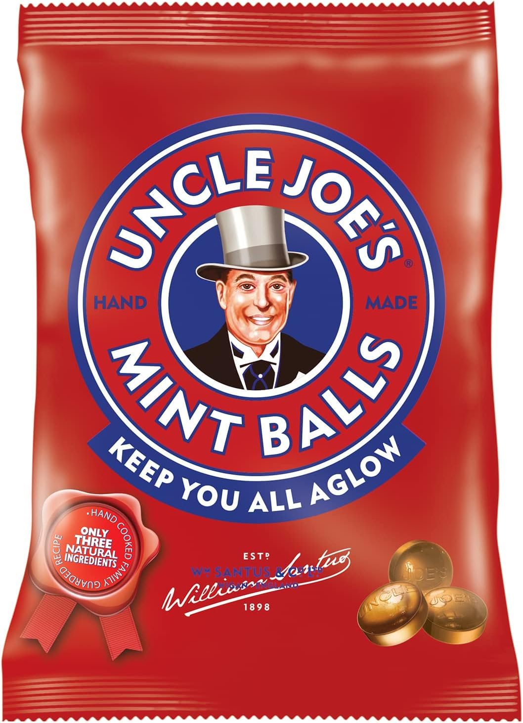 Uncle Joe's | Mint Balls | 90g Bag | Traditional Mint Balls made using the same recipe from 1898 | Natural Ingredients | Free From Artificial Colors and Flavours
