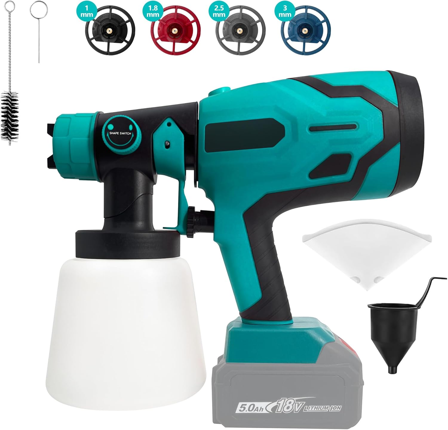 Cordless Paint Sprayer Compatible with Makita Battery, Fence Paint Sprayer, HVLP Spray Gun with 4 Copper Nozzles & 3 Patterns for Home Interior and Exterior, House Painting (Battery Not Included)