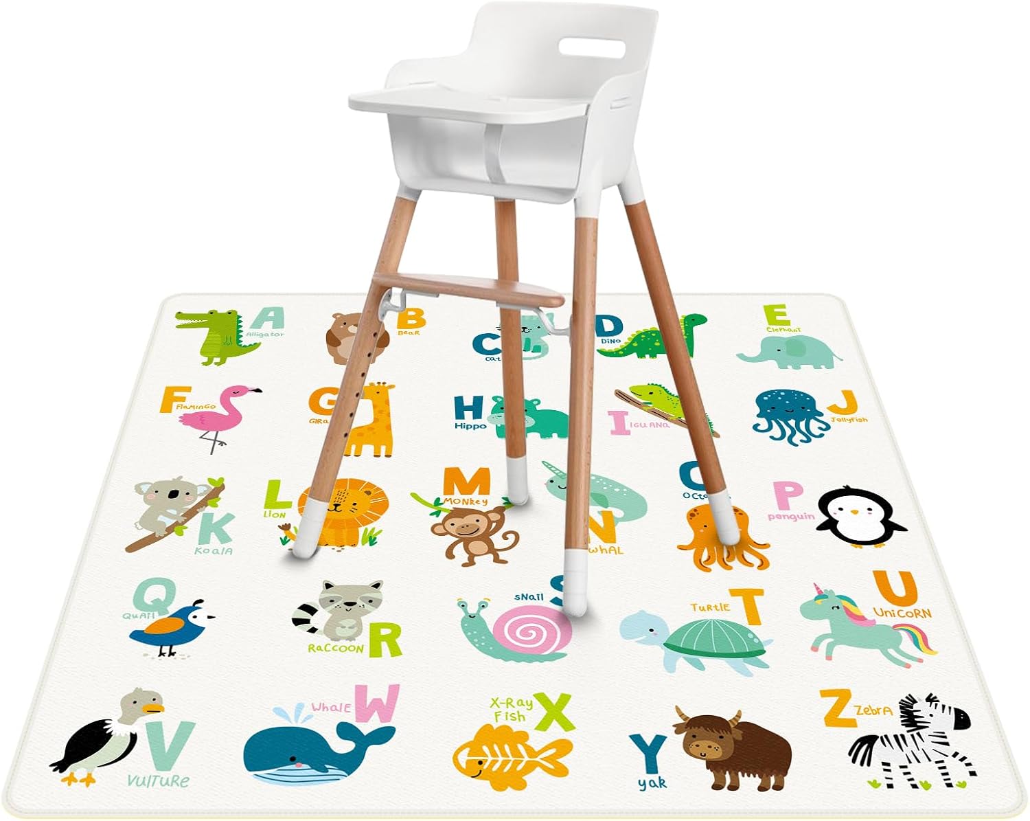 High Chair Splash Floor Mat, 43.3″Waterproof Washable Anti Slip Splash Mat with No Layering Design, Baby Mess Mat for Art/Crafts/Painting/Playtime, Table Cloth and Picnic Mat