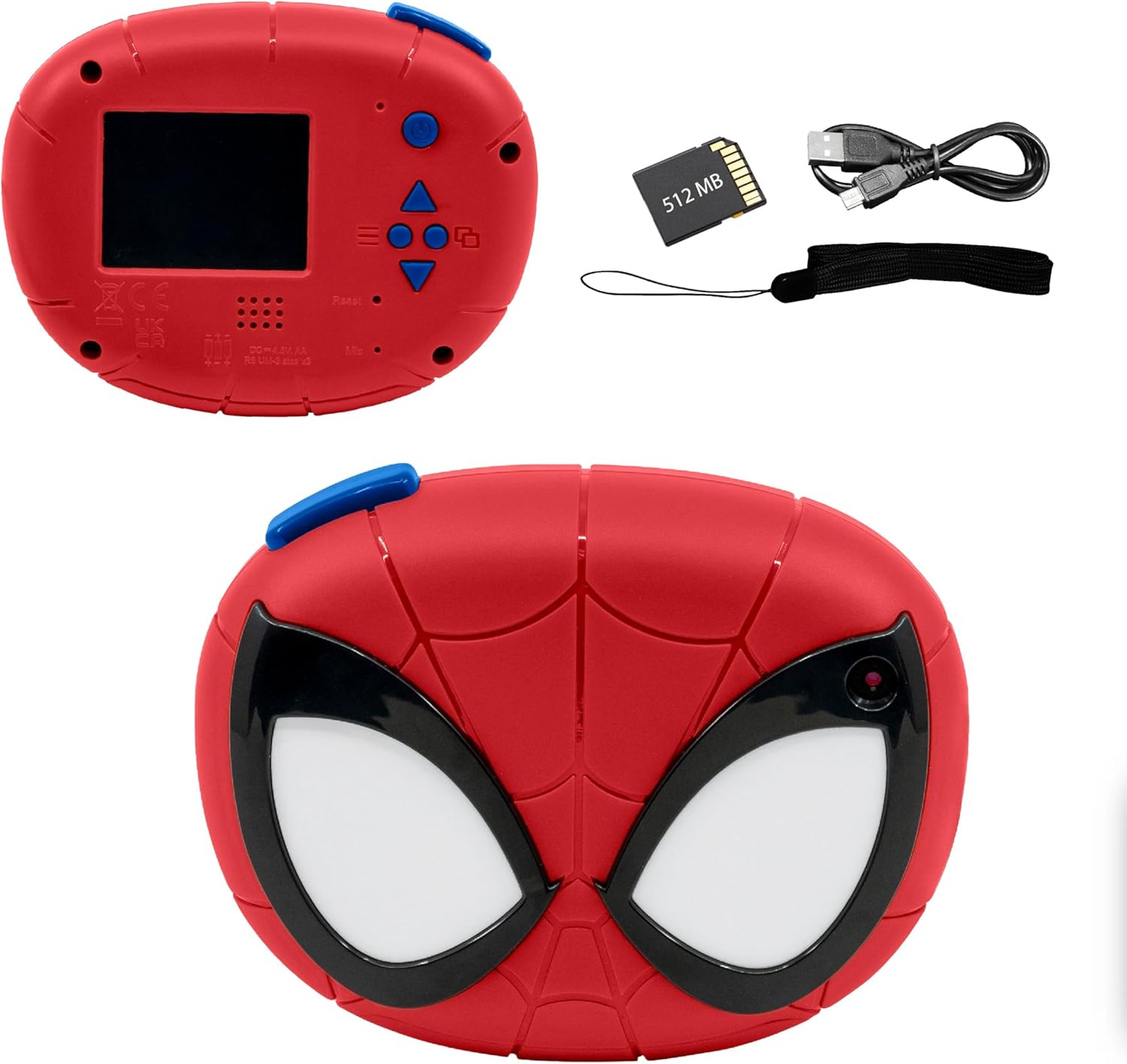 eKids Spiderman Kids Digital Camera with SD Card, Video Camera, Built-in Digital Stickers for Kids, Red