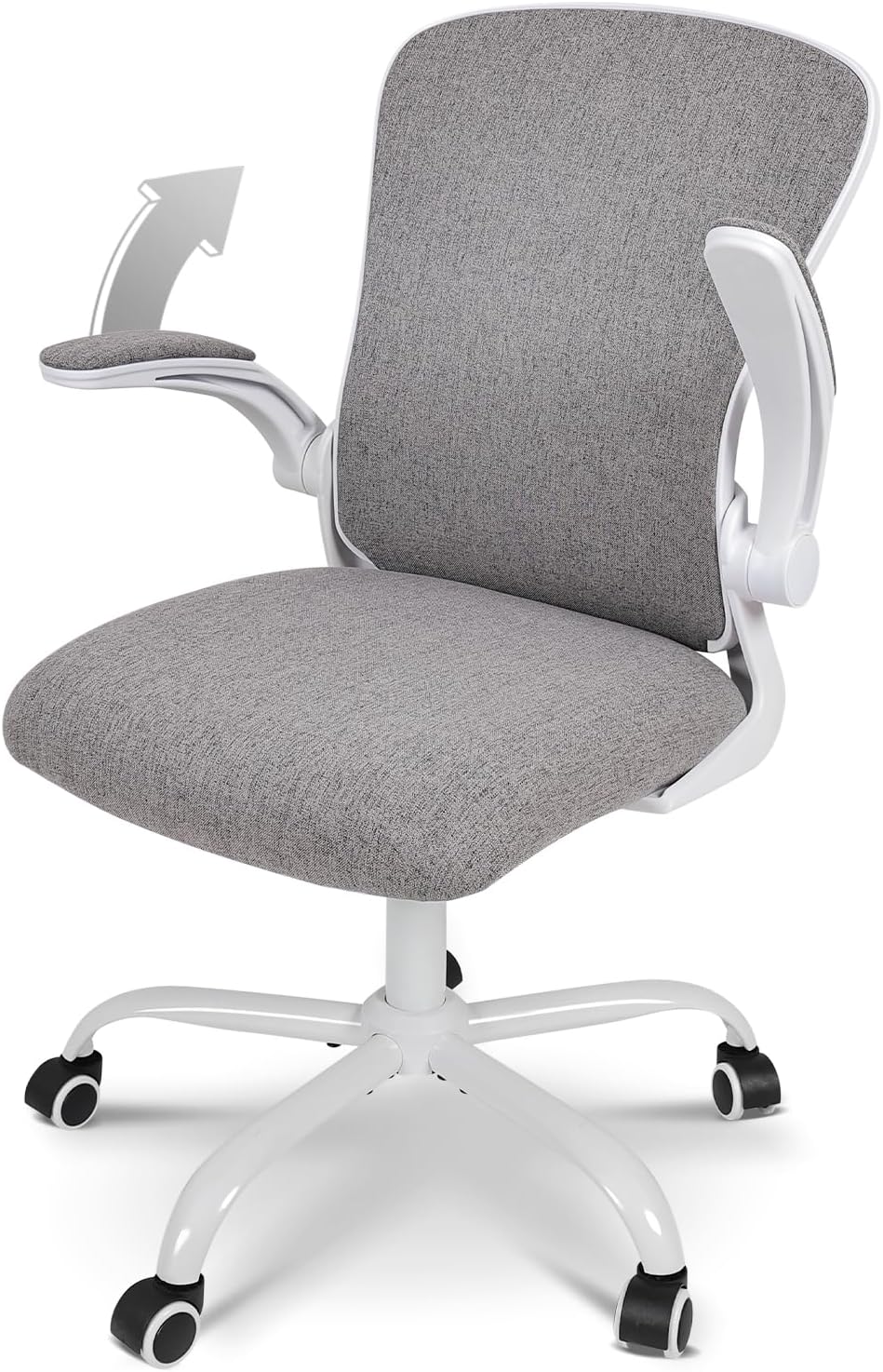 ELECWISH Office Chair Desk Chair Flip-up Armrest, Ergonomic Computer Chair with Lumbar Support, Office Chairs for Home, Height Adjustable 360° Swivel Rocking Function, Dark Grey
