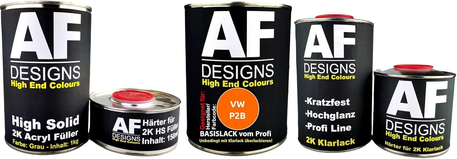 Alex Flittner Designs For VW P2B Orange Car Paint Set 2K HS Primer 2K Clear Varnish Scratch-Resistant Paint Smart Repair