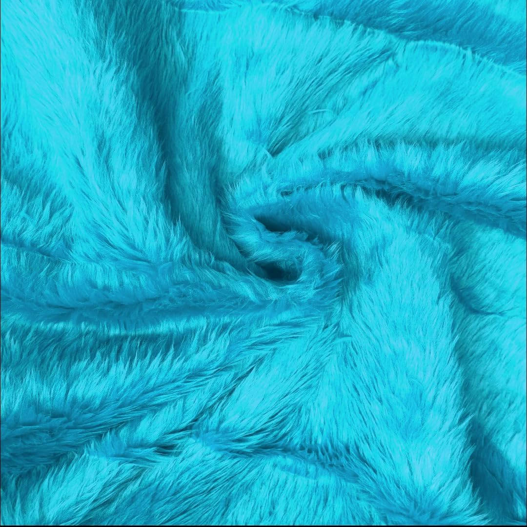 Plain Fun Faux Fur Fabric Material - Turquoise Blue
