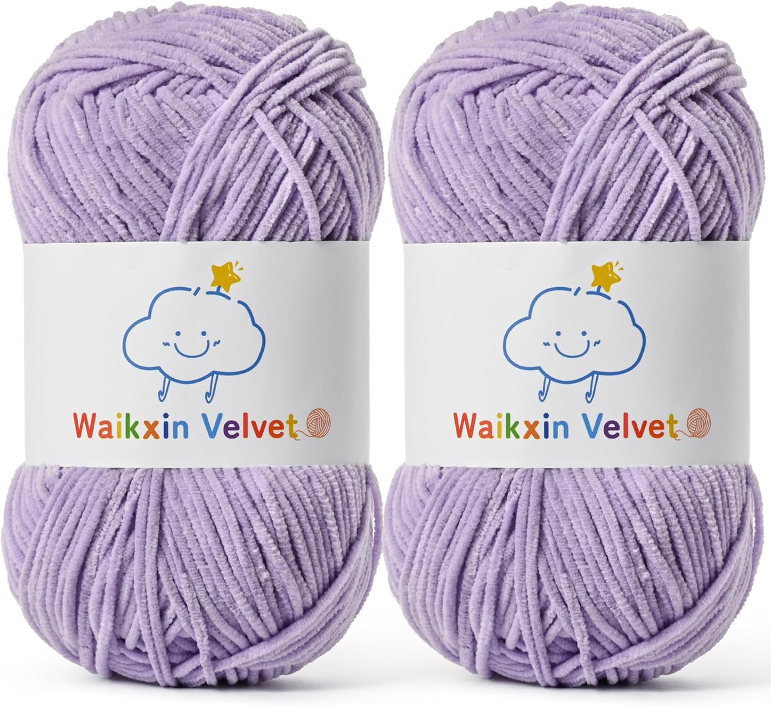 2 Pack Fluffy Chenille Yarn for Crocheting, Baby Yarn for Crocheting Soft, 100g/3.5oz Velvet Amigurumi Yarn, Fingering Weight Yarns for Crocheting Baby Blankets、DIY Craft.(2 Light Purple)