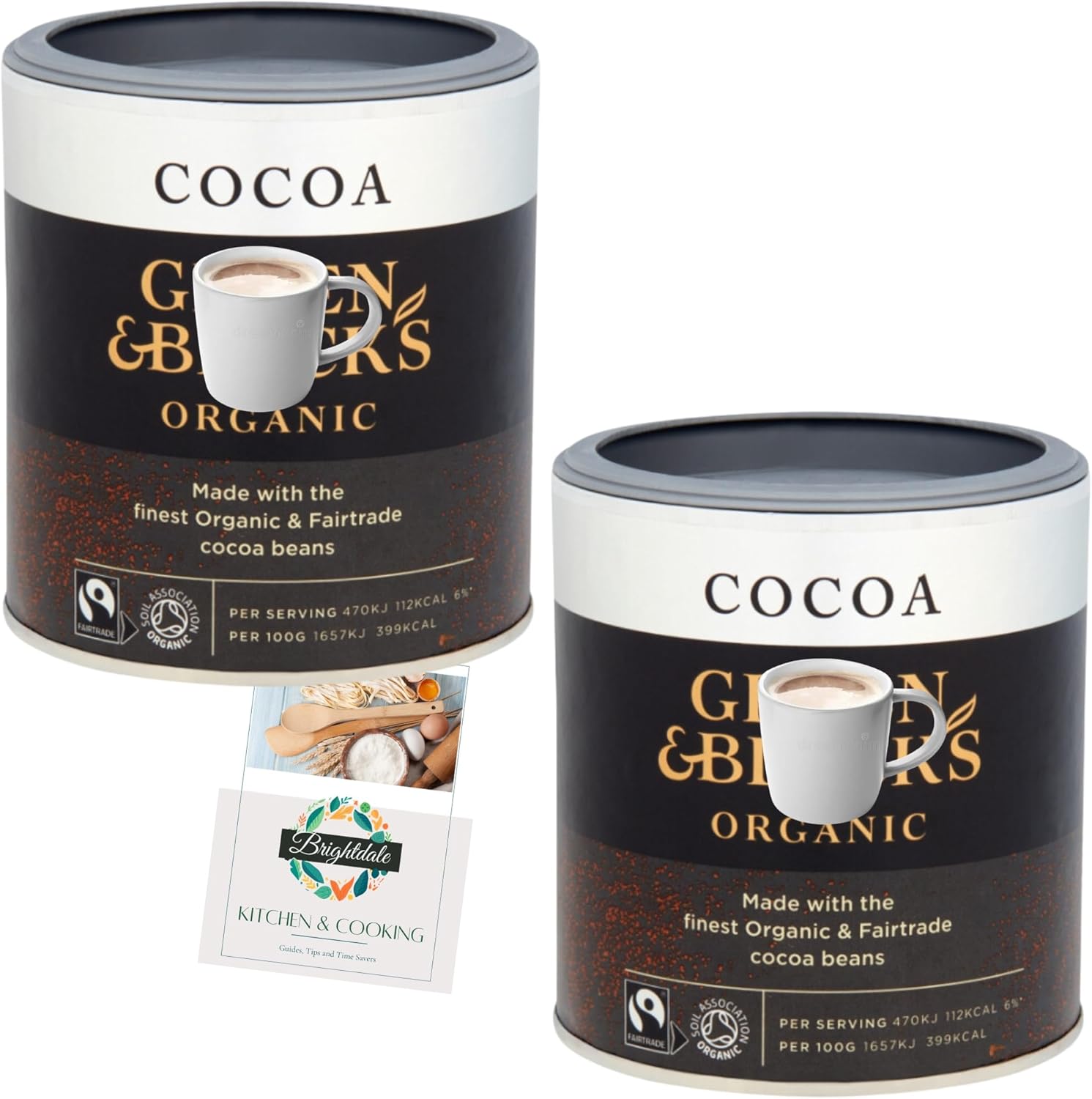Cocoa Powder Bundle Green & Blacks Organic Cocoa Powder 125g 2 Pack + Brightdale Kitchen Booklet