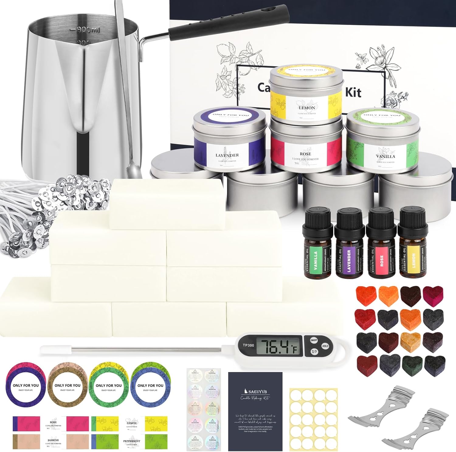 SAEUYVB Candle Making Kit, Complete Candle Making Kit for Adults, DIY Starter Soy Candle Making Supplies/Kit, DIY Arts & Crafts Kits Perfect as Home Decorations