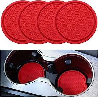 SINGARO Car Cup Coaster, 4PCS Universal Non-Slip Cup Holders Embedded in Ornaments Coaster, Car Interior Accessories, Red