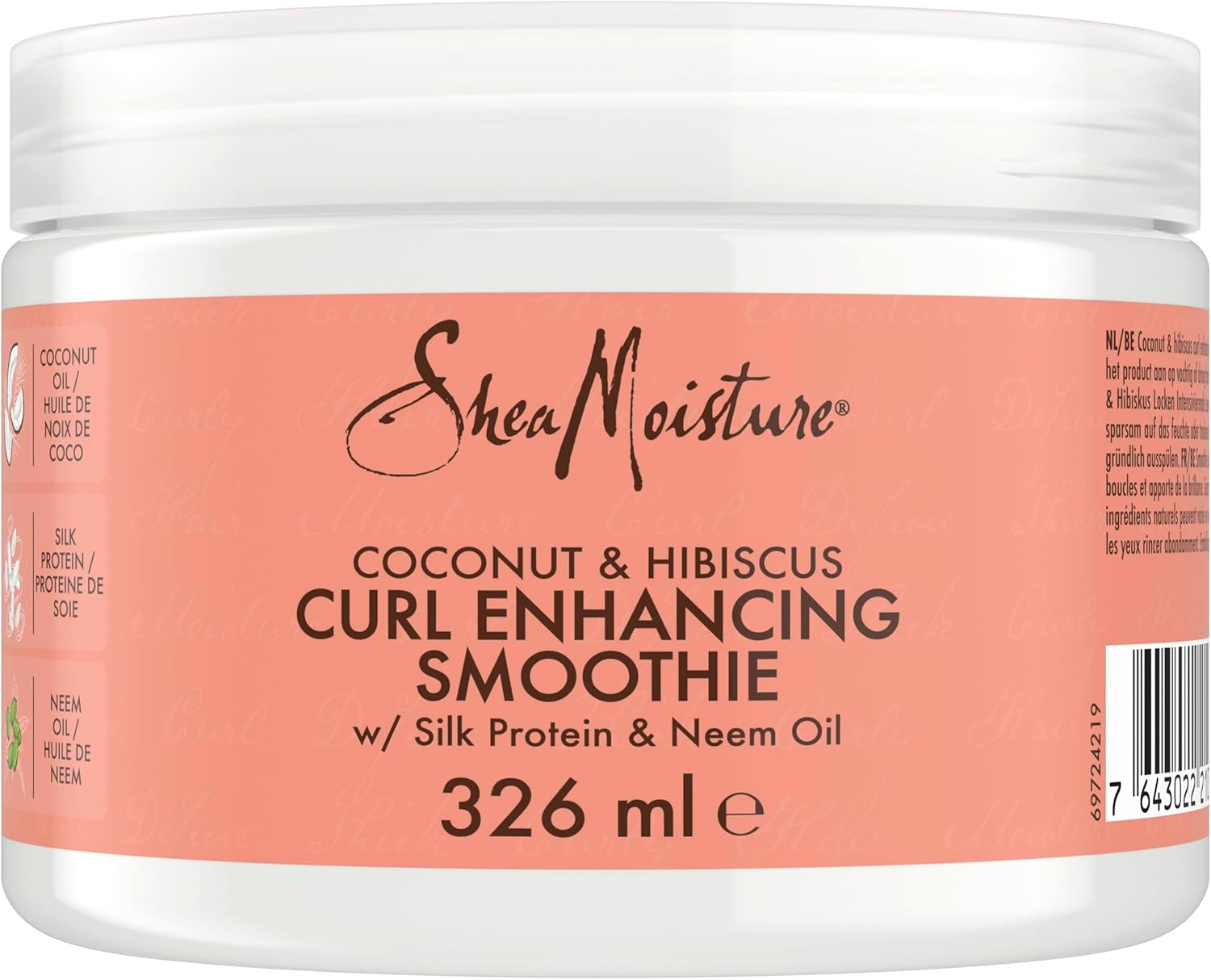 SheaMoisture Coconut & Hibiscus Curl Enhancing Smoothie – Sulphate-Free with Shea Butter, Neem Oil & Silk Protein – Defines Curls, Smooths Split Ends & Adds Shine, For Thick, Curly & Coily Hair 326 ml