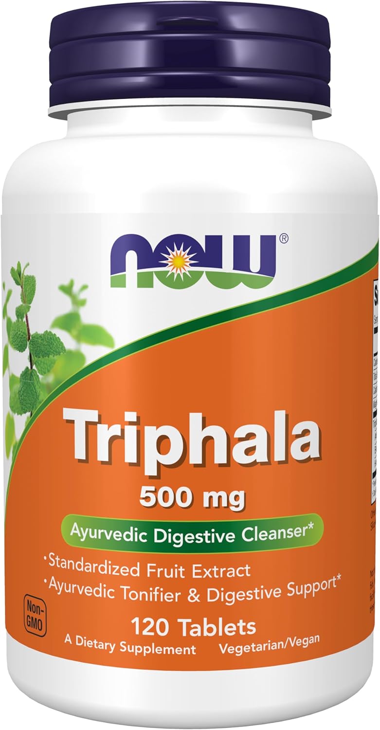 NOW Foods Supplements, Triphala 500 mg, Combination of Harada, Amla and Behada, 120 Tablets