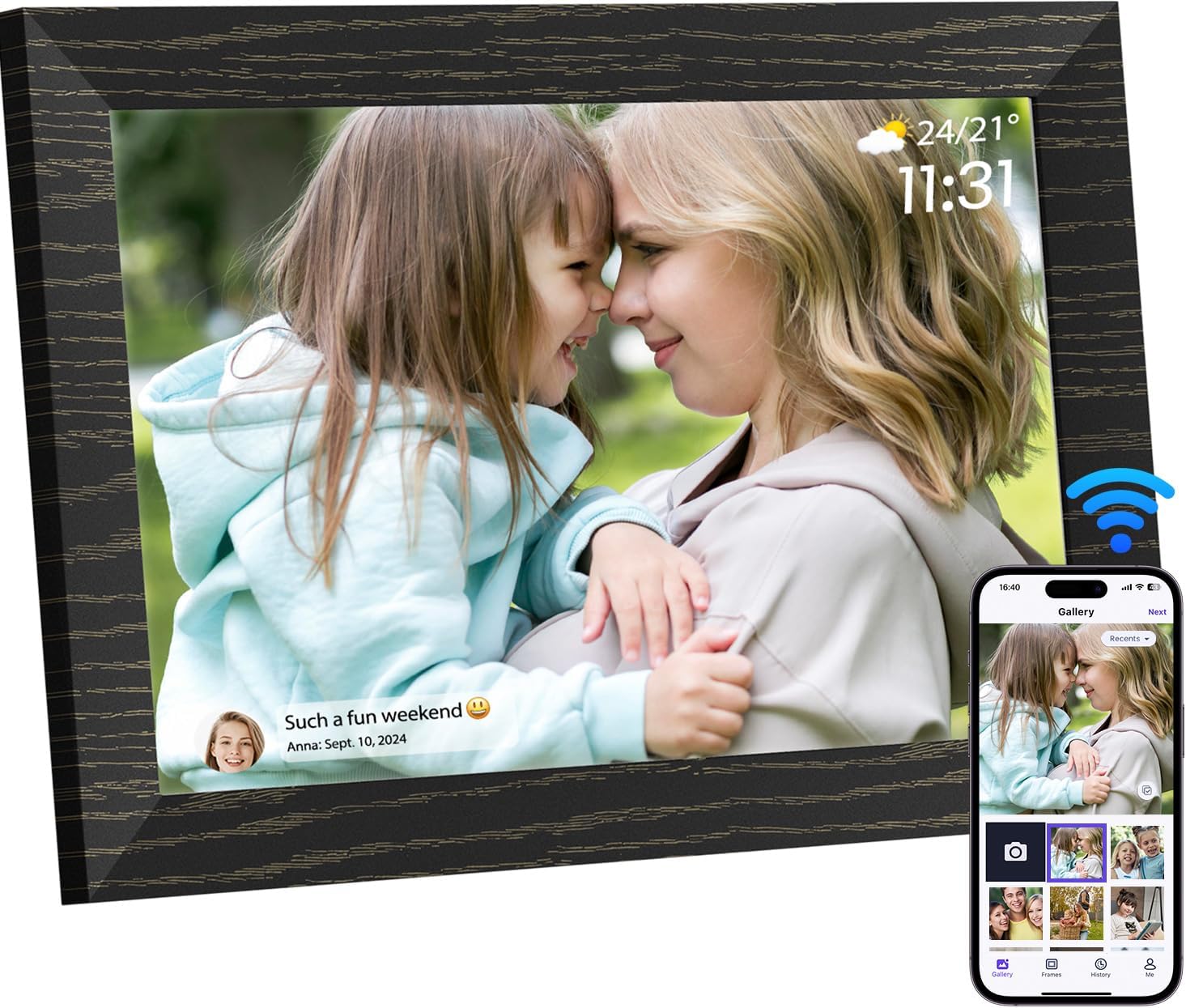 Ekasoco Digital Photo Frame 10.1" - 1280x800 IPS LCD Touch Screen Digital Picture Frame with 32G Memory - Electronic Photo Frame Auto-Rotate - EasySetup - Share Photos & Videos Anywhere via Uhale APP