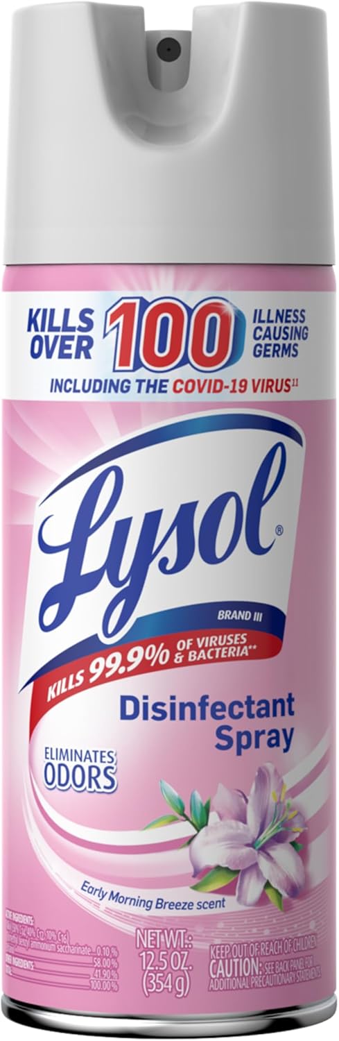 Lysol Disinfectant Spray, Sanitizing and Antibacterial Spray, For Disinfecting and Deodorizing, Early Morning Breeze, 1 Count, 12.5 fl oz each, Packaging may vary