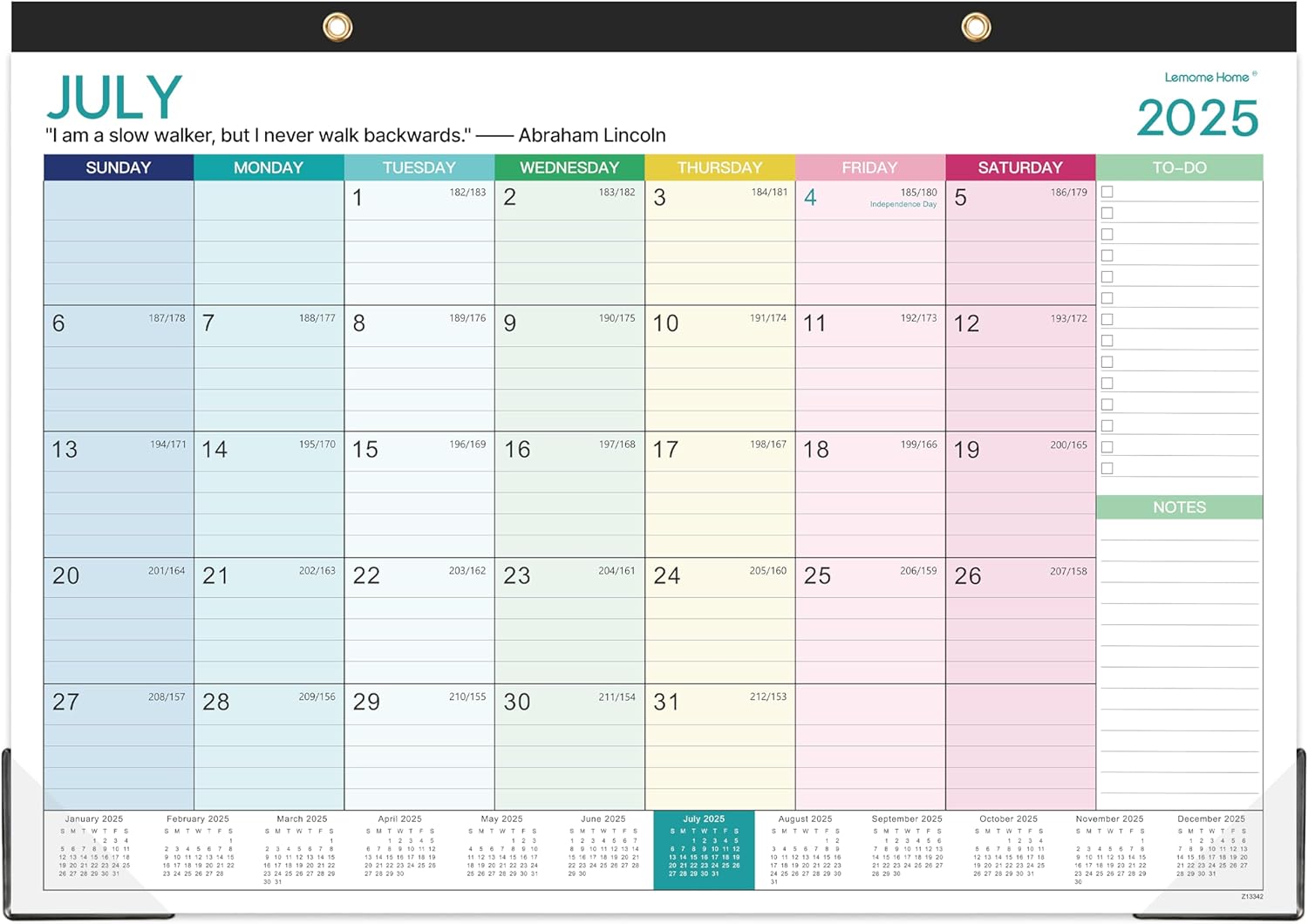 Calendar 2025-2026 - Desk Calendar 2025-2026, 18 Monthly Desk/Wall Calendar,16.8" x 12", July 2025 - December 2026, Thick Paper with Corner Protectors, Large Ruled Blocks - Colorful Lump
