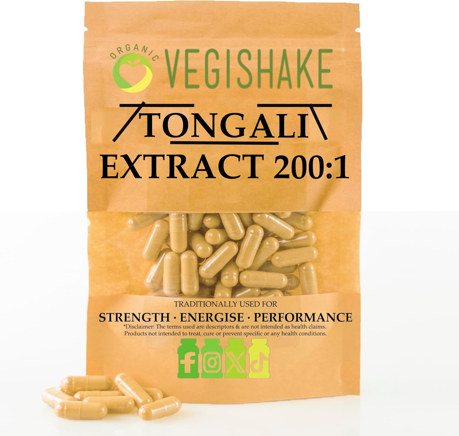 Malaysian TongAliBoost Supplements 200:1 Extract High Strength for Men | Saponins Supplement | Concentrated Extract Formula | Natural T Supplement for Men (60 Capsules)