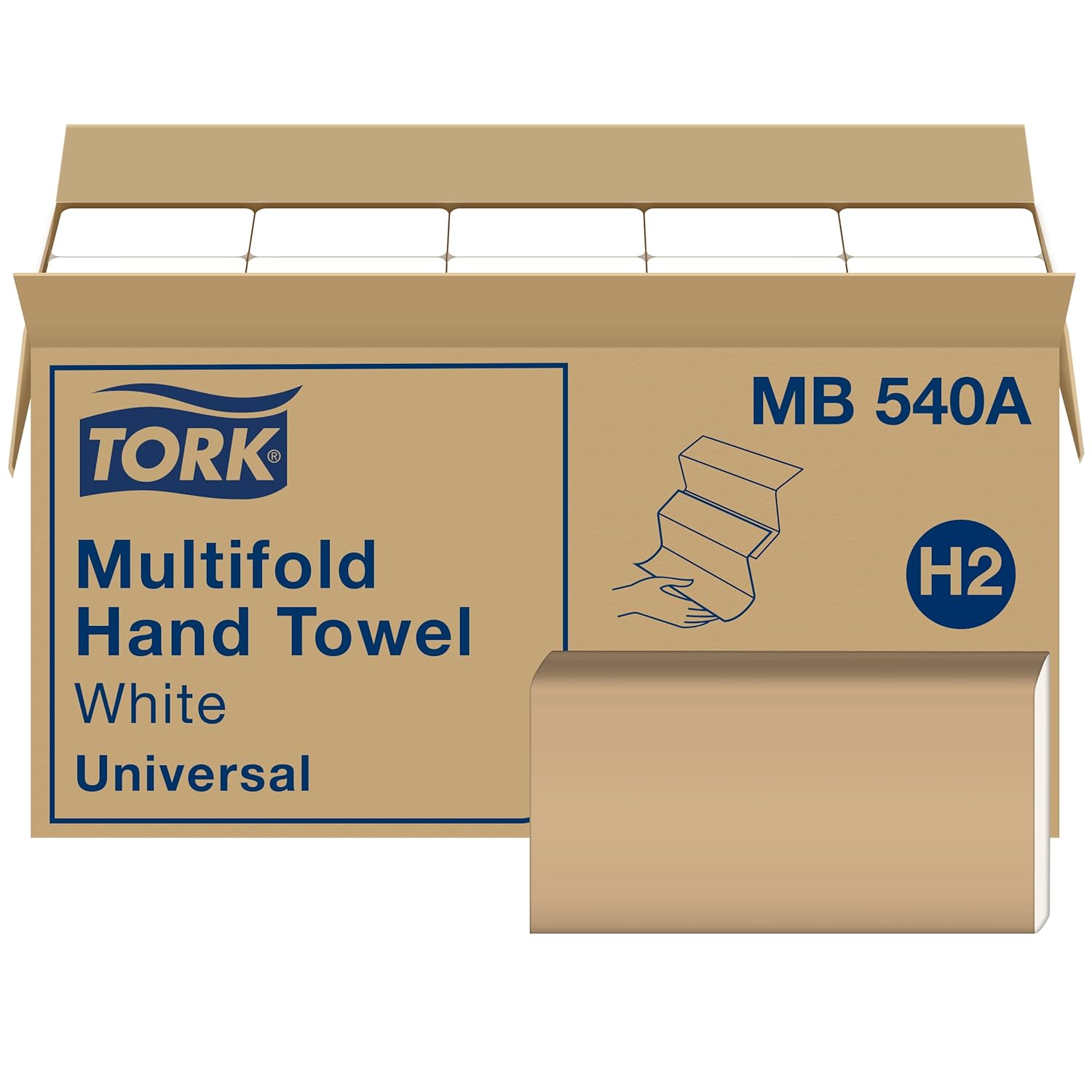 Tork Multifold Hand Towel White H2, Universal, 100% Recycled Fibers, 16 x 250 Towels, MB540A